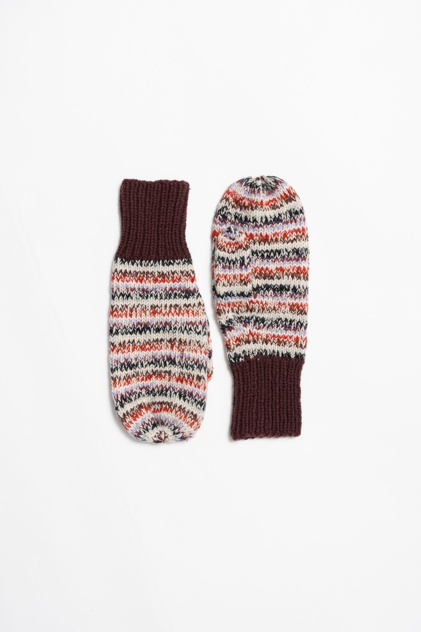 MERINO Handknit Zero Waste Mittens - Merlot Red