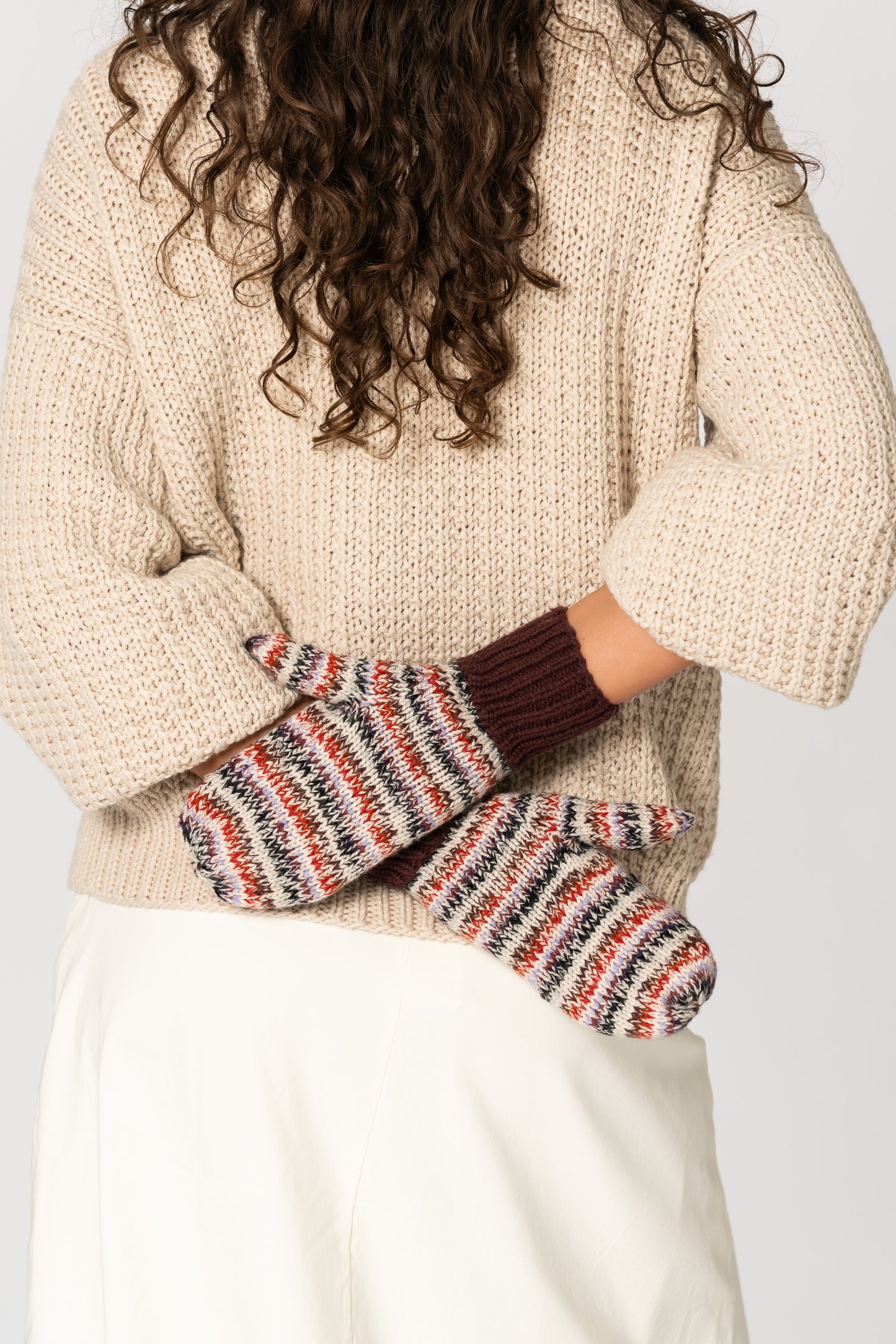 MERINO Handknit Zero Waste Mittens - Merlot Red