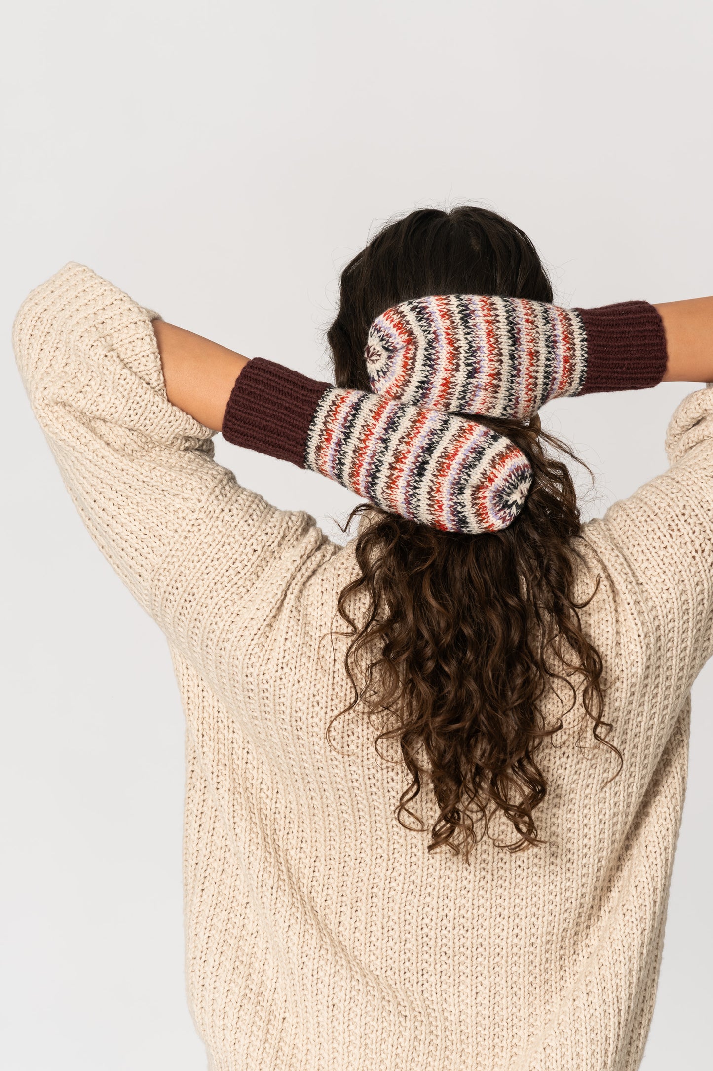 MERINO Handknit Zero Waste Mittens - Merlot Red