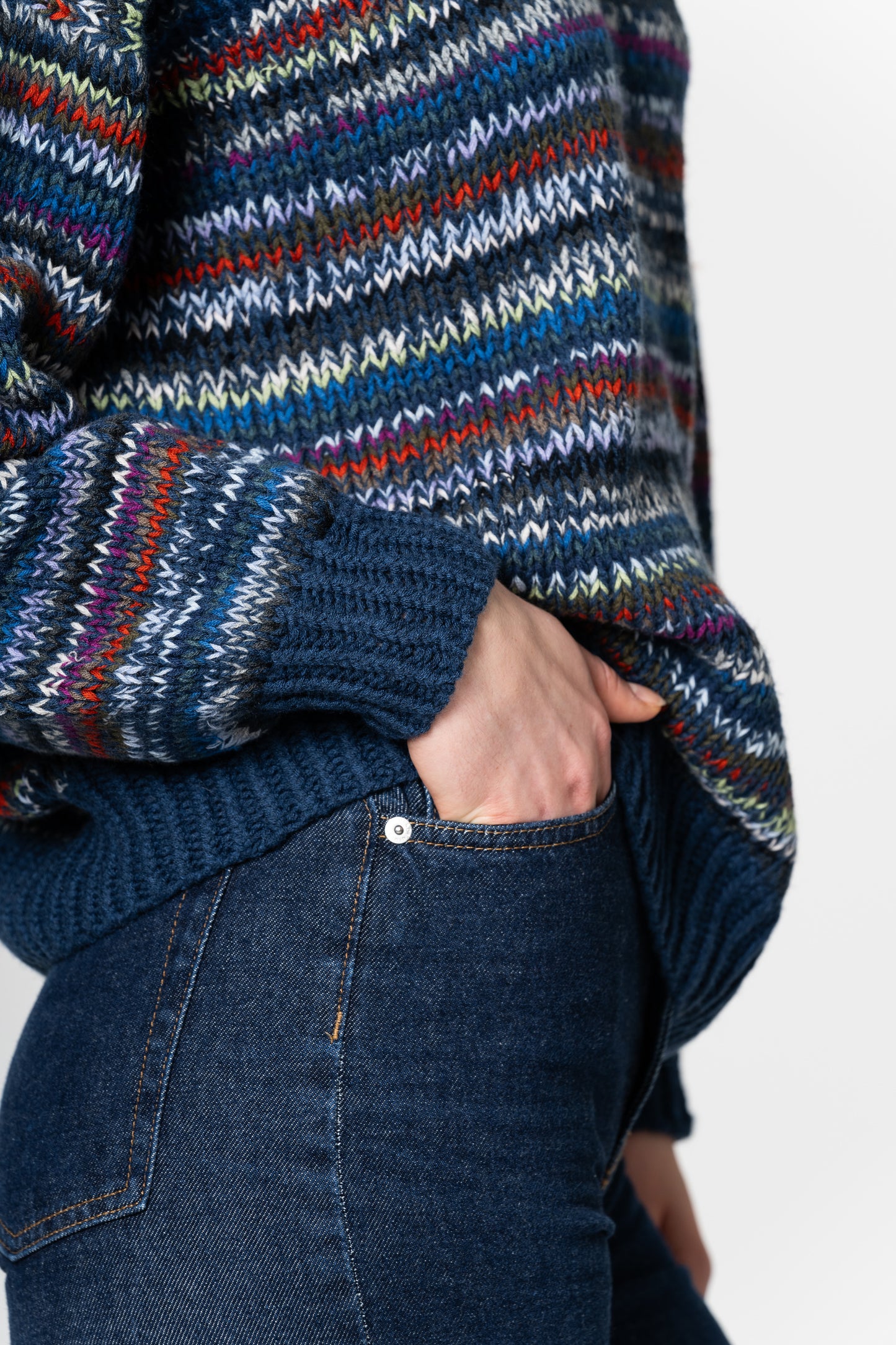 MERINO Handknit Zero Waste Sweater - Indigo Blue