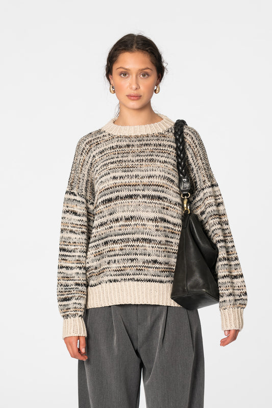 MERINO Handknit Zero Waste Sweater - Almond White
