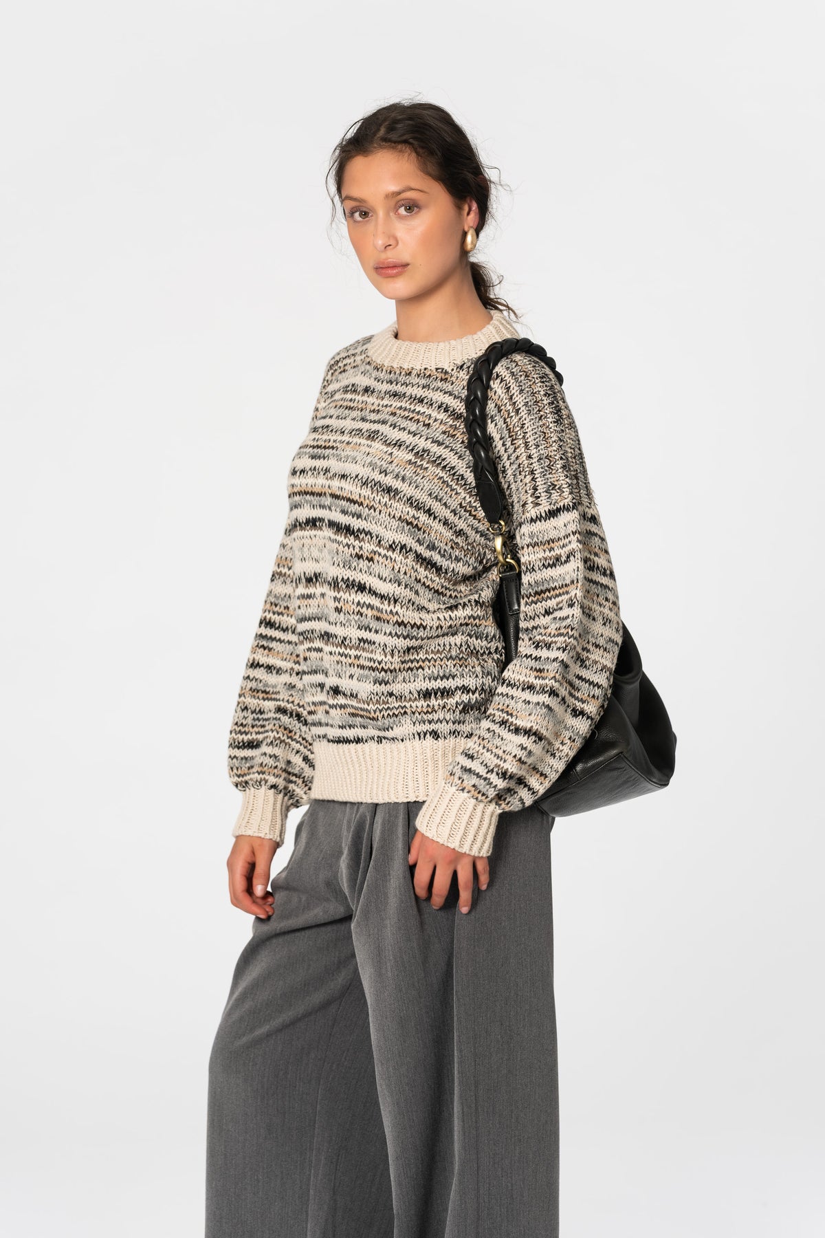 MERINO Handknit Zero Waste Sweater - Almond White