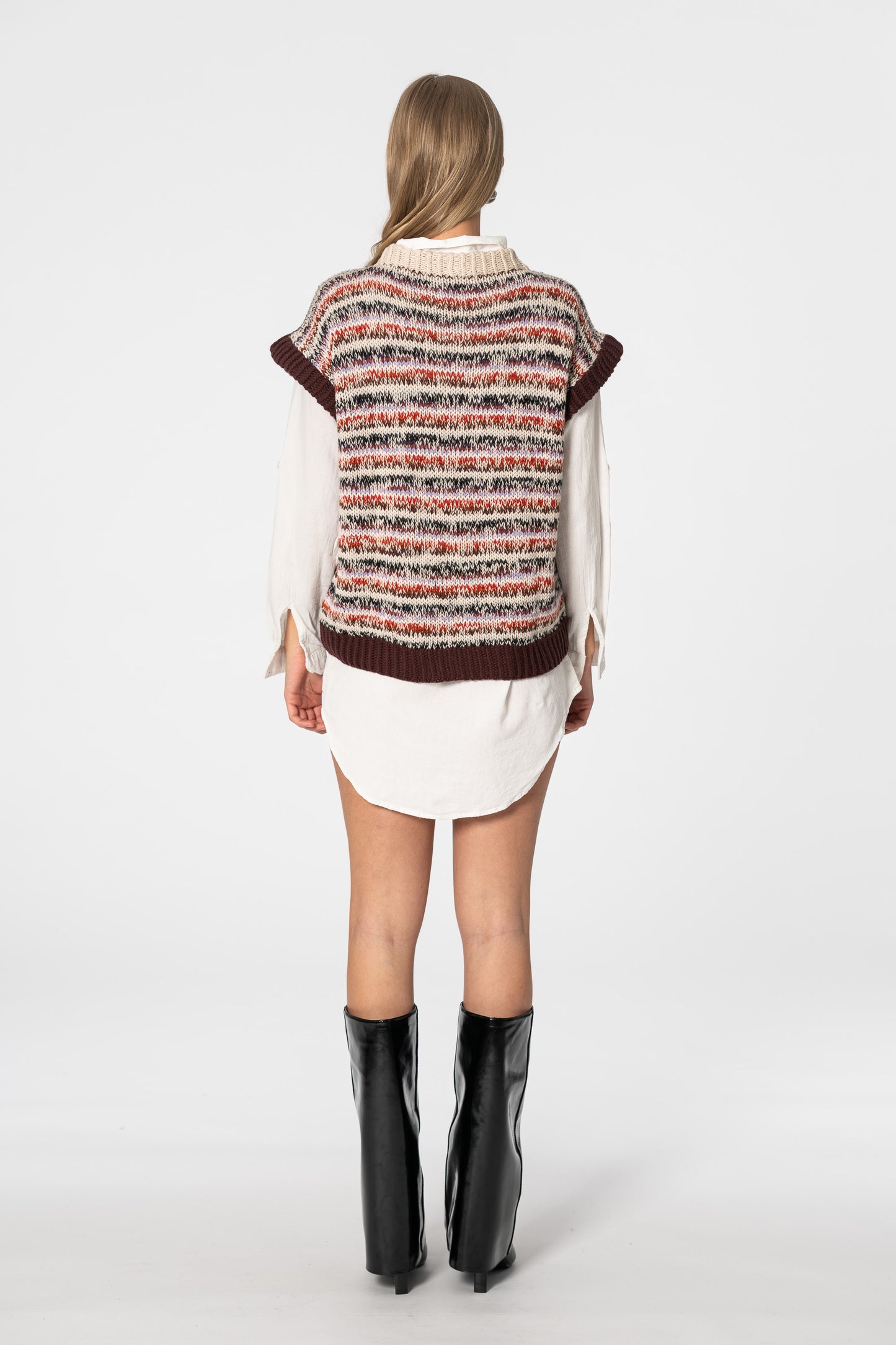 MERINO Handknit Zero Waste Vest - Merlot Red