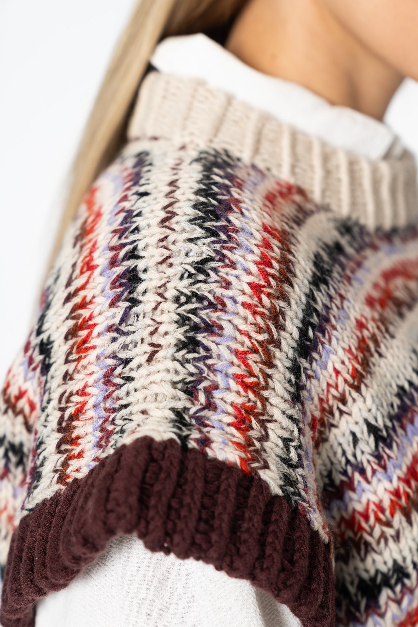 MERINO Handknit Zero Waste Vest - Merlot Red
