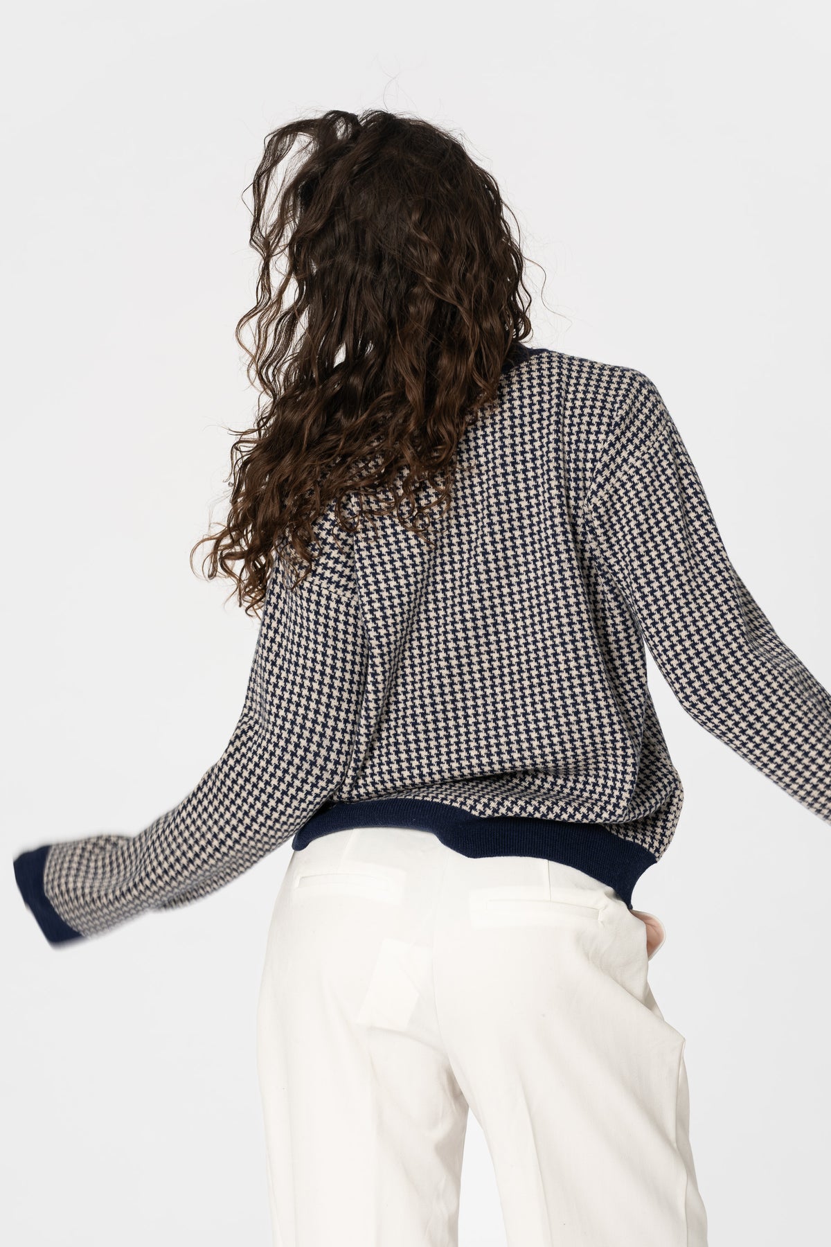 MERINO Houndstooth Sweater - Space Blue