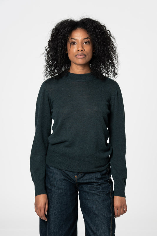 MERINO O-Neck Sweater - Peacock Green