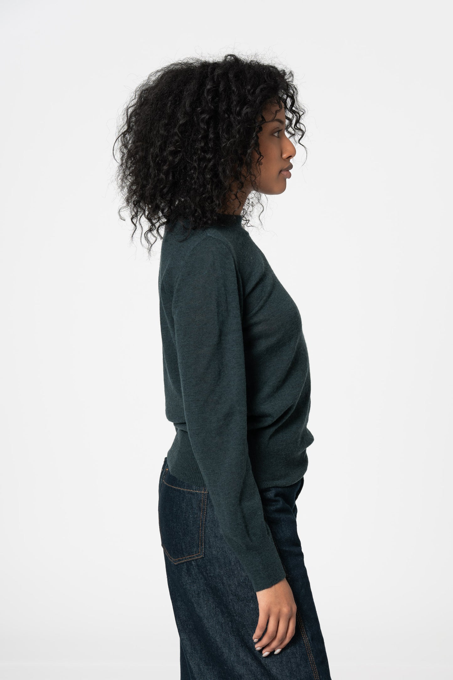 MERINO O-Neck Sweater - Peacock Green