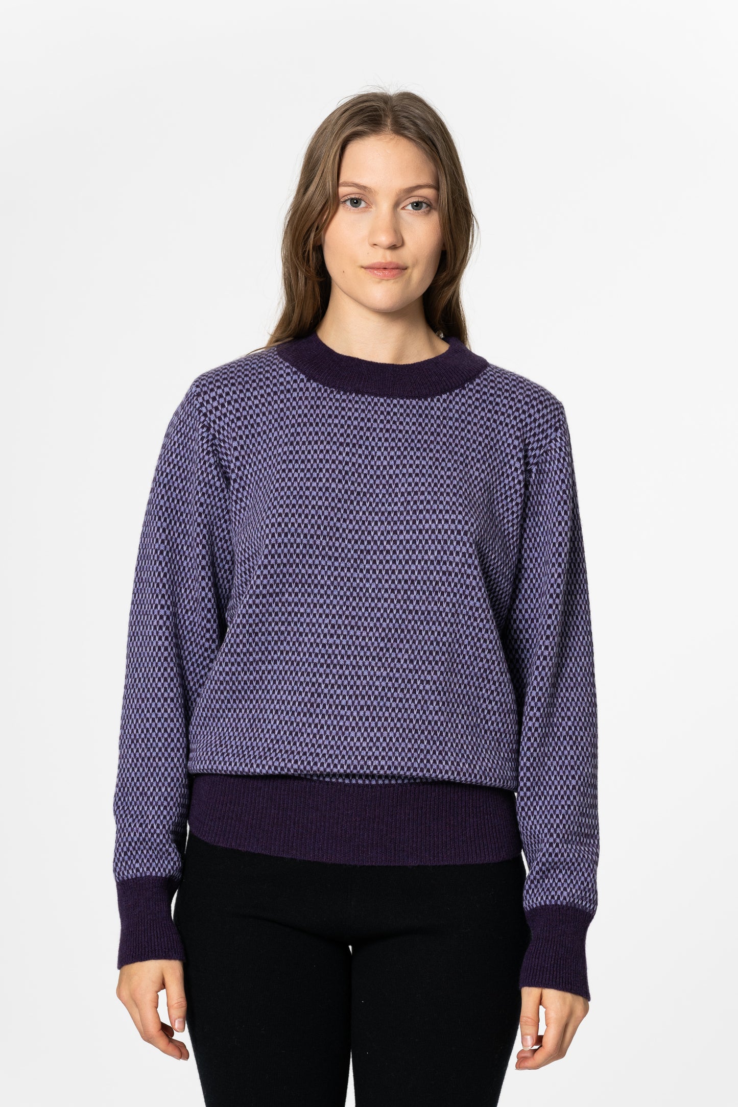 MERINO Pattern Sweater - Plum Purple