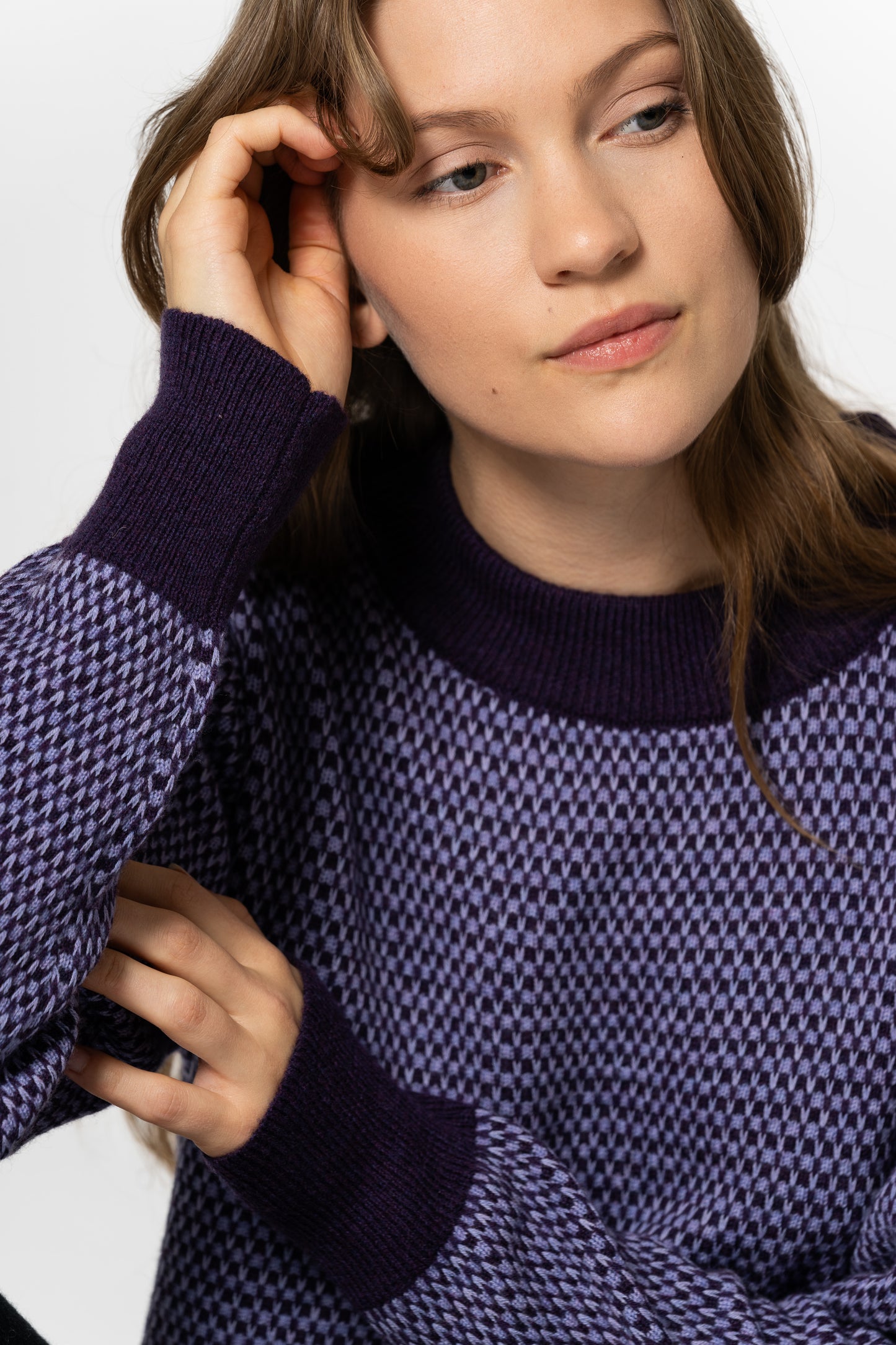 MERINO Pattern Sweater - Plum Purple