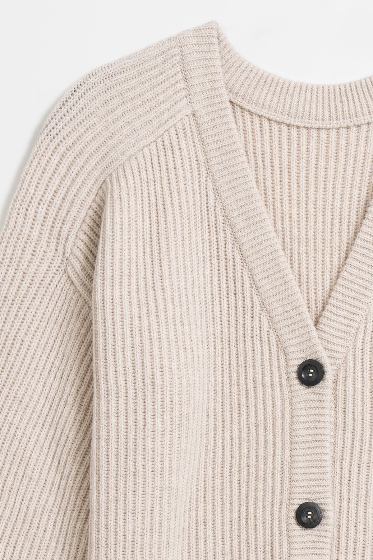 MERINO Rib Cardigan - Almond White