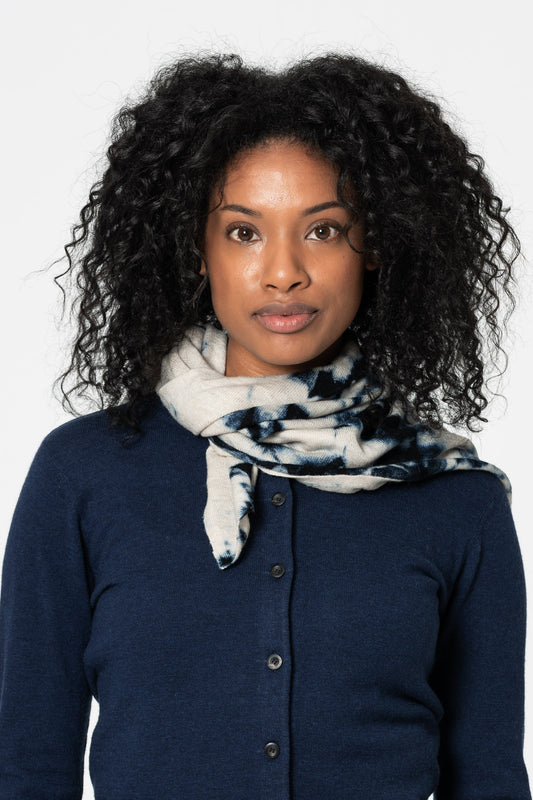 MERINO Shibori Scarf - Space Blue