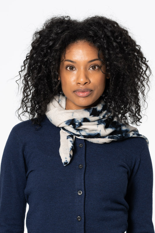 MERINO Shibori Scarf - Space Blue