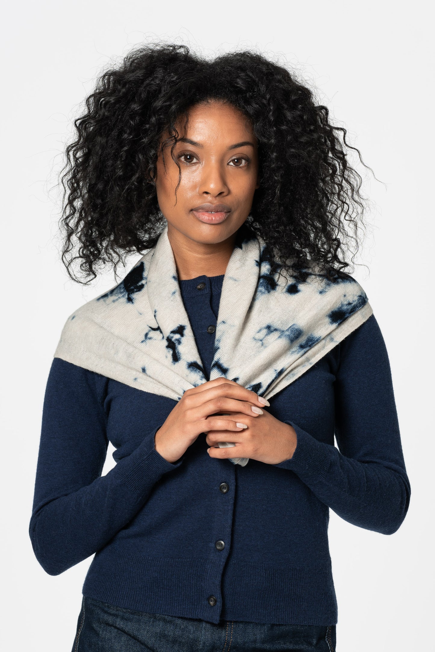MERINO Shibori Scarf - Space Blue