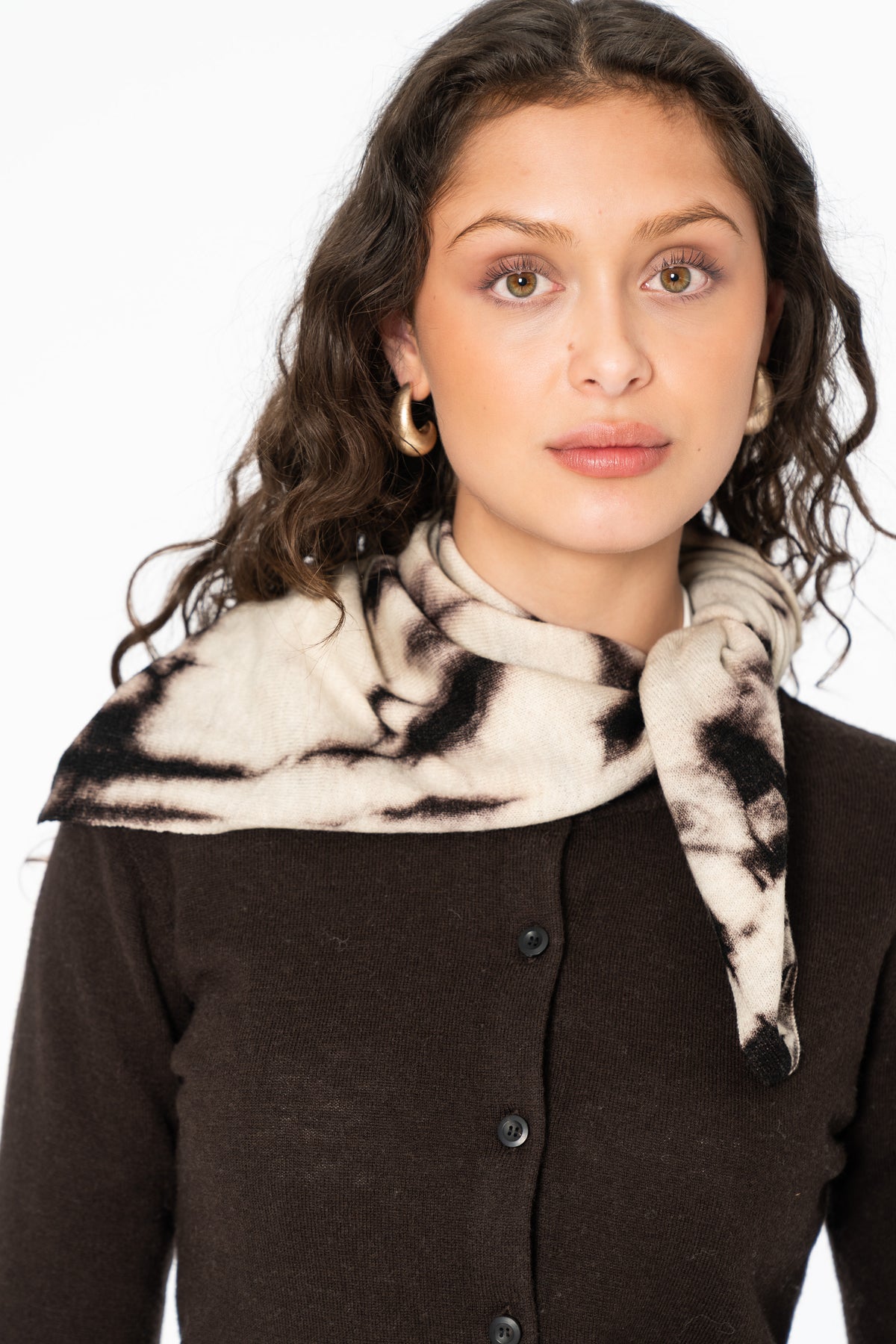 MERINO Shibori Scarf - Espresso Brown