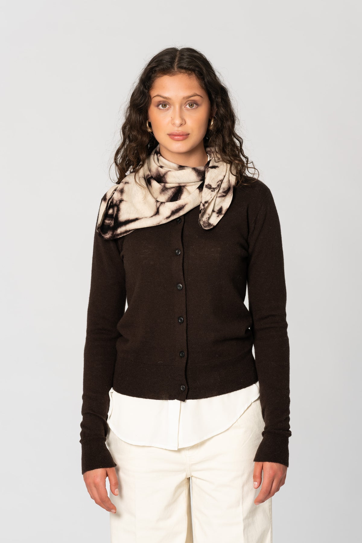 MERINO Shibori Scarf - Espresso Brown