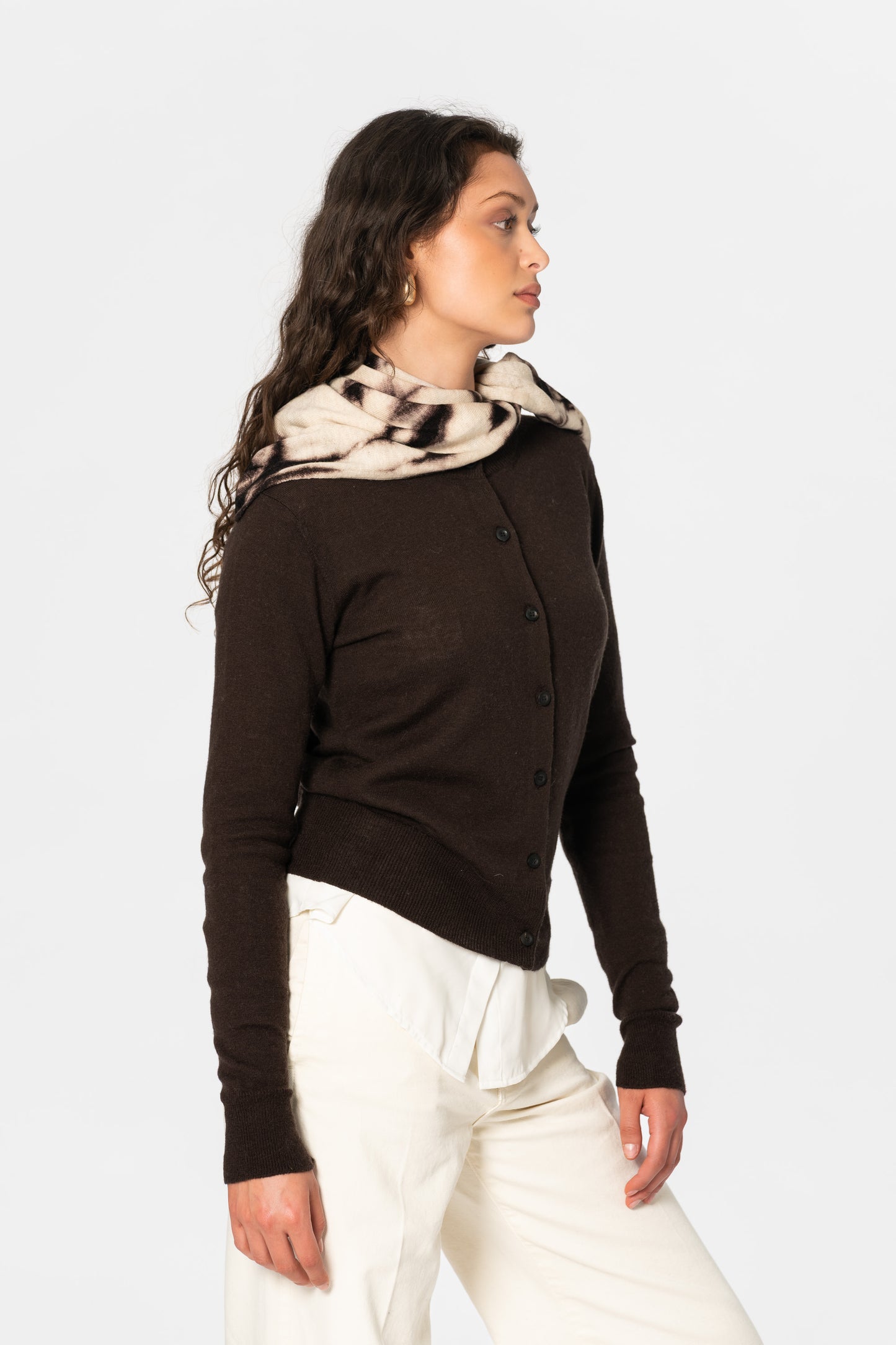 MERINO Shibori Scarf - Espresso Brown