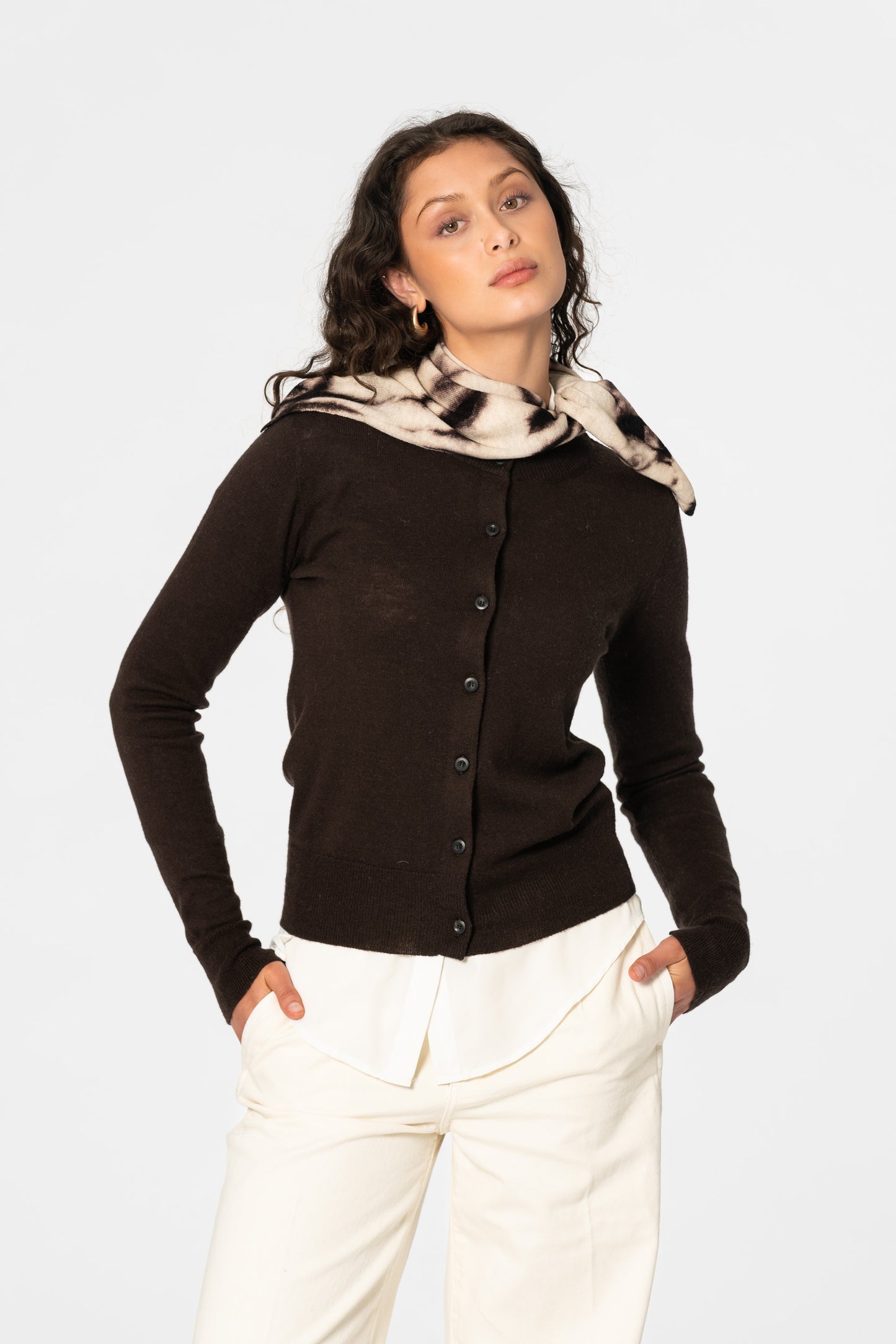 MERINO Shibori Scarf - Espresso Brown