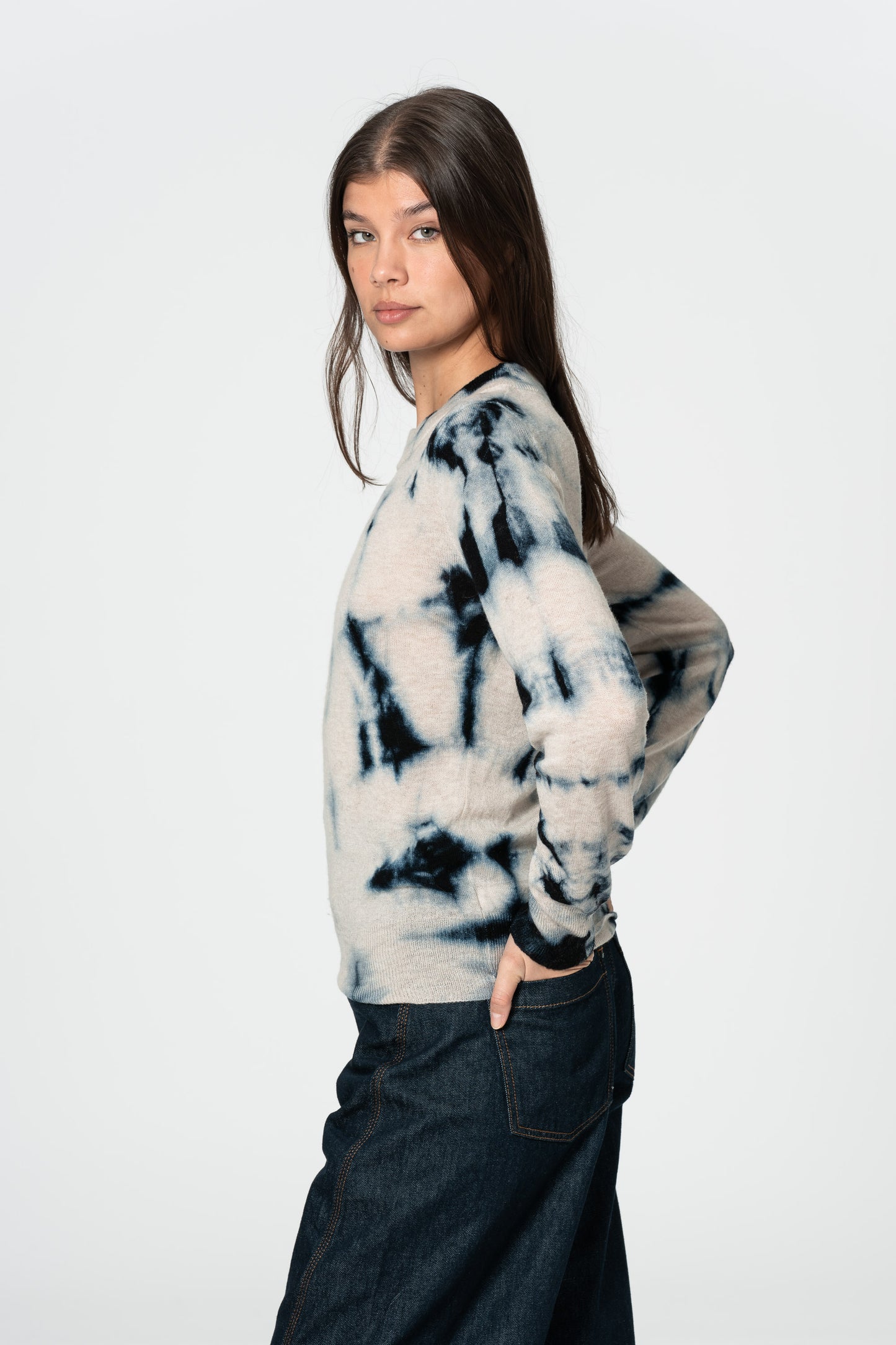 MERINO Shibori Sweater - Space Blue