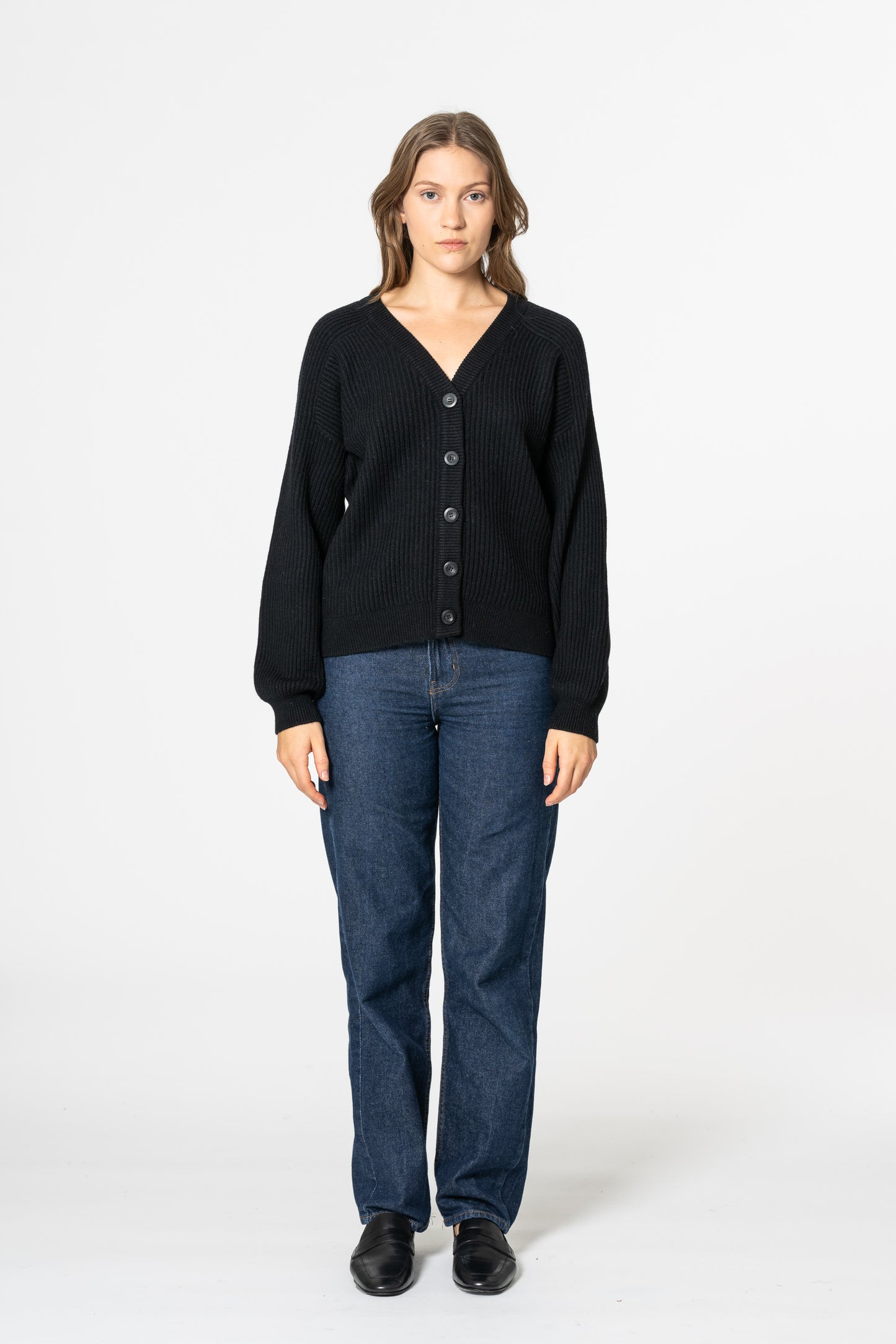 MERINO Short Rib Cardigan - Black