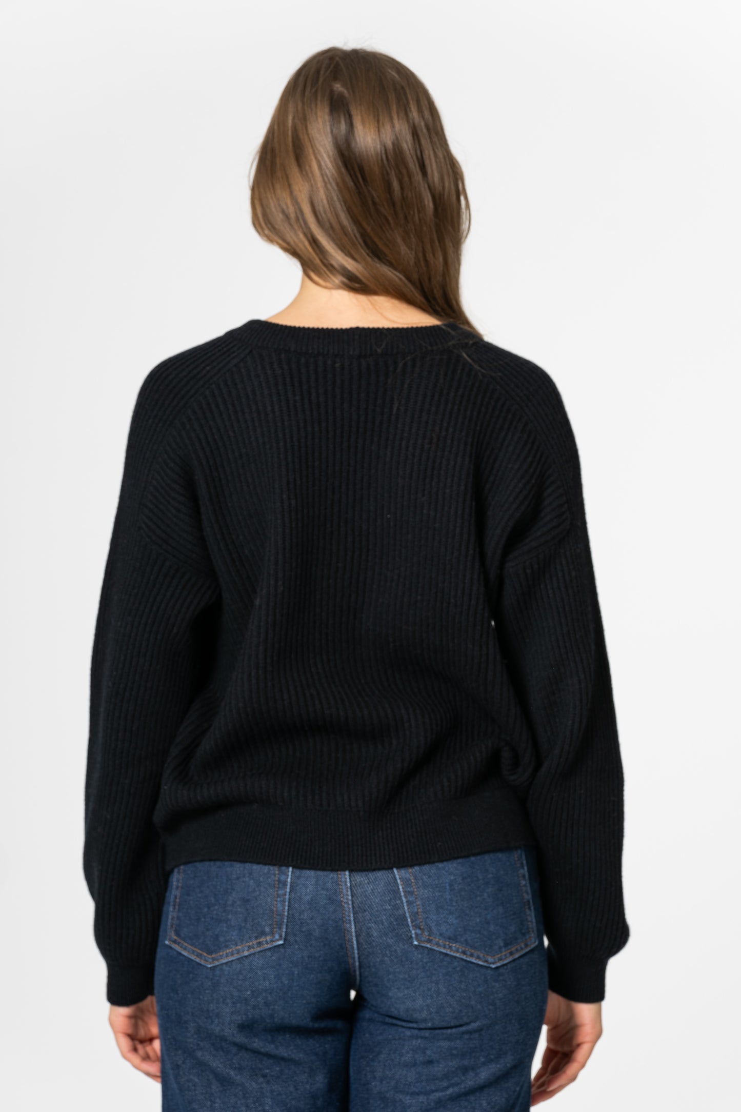 MERINO Short Rib Cardigan - Black