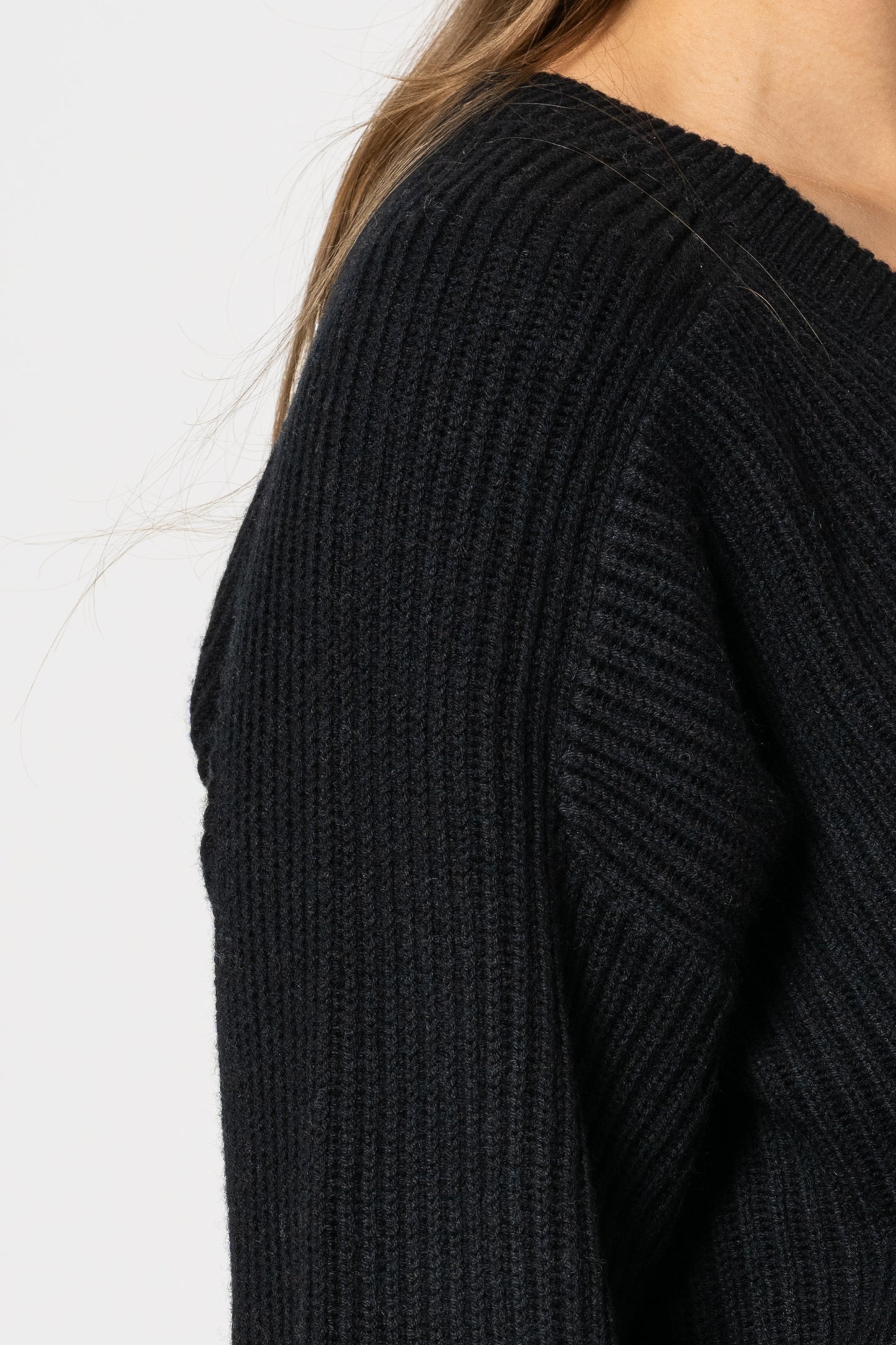 MERINO Short Rib Cardigan - Black