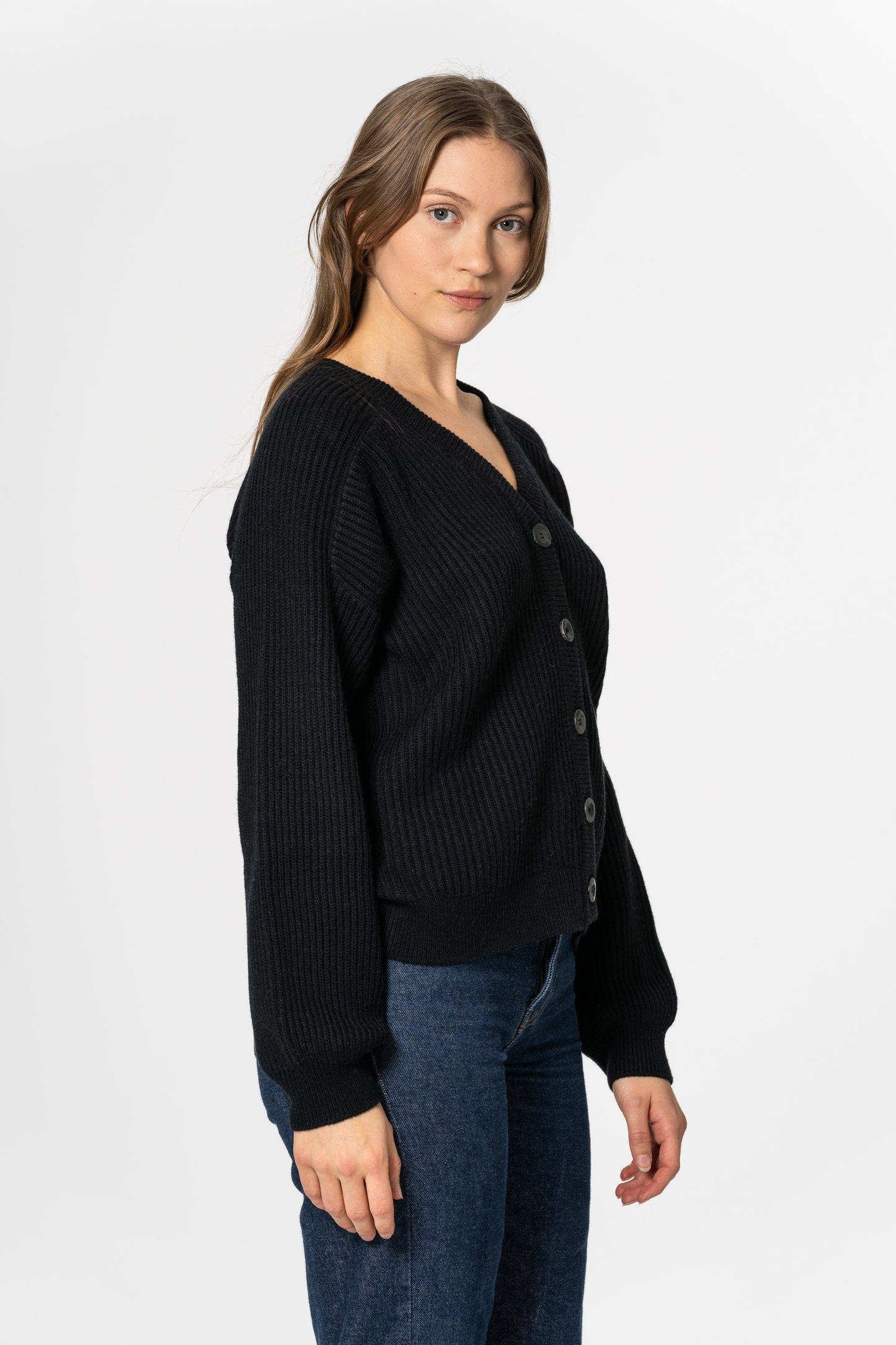 MERINO Short Rib Cardigan - Black