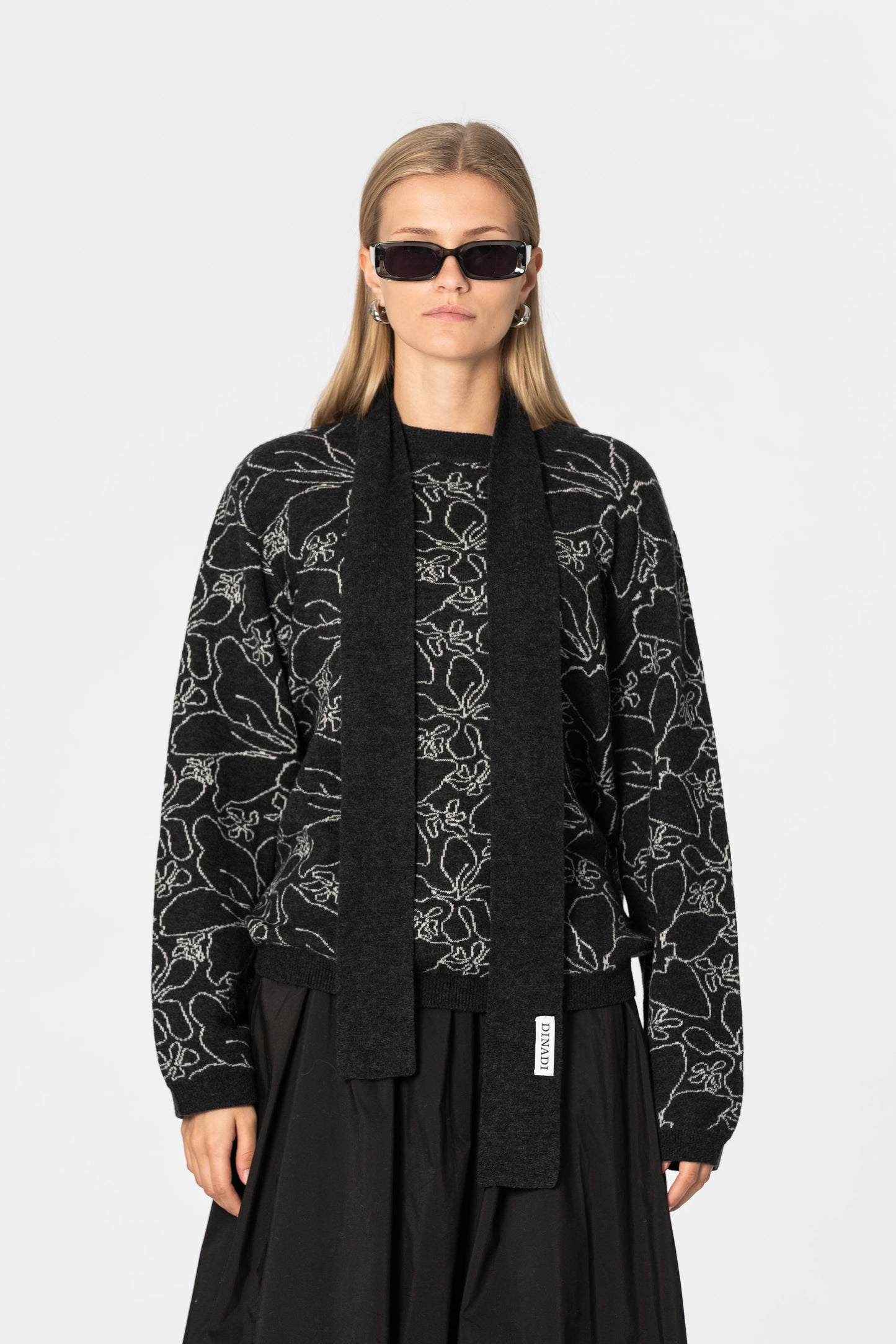 MERINO Skinny Scarf - Onyx Grey