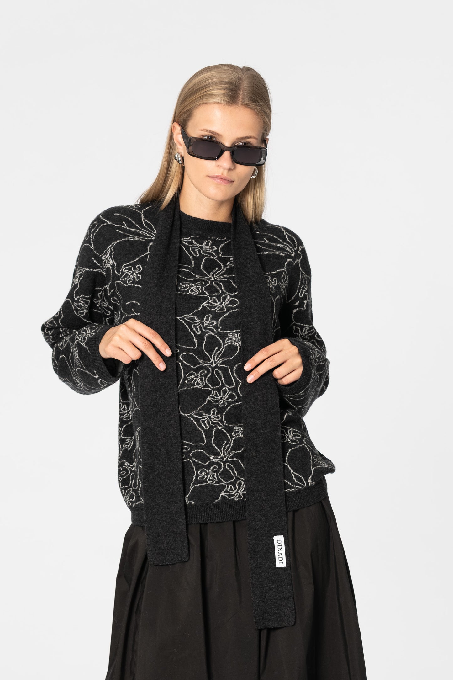 MERINO Skinny Scarf - Onyx Grey