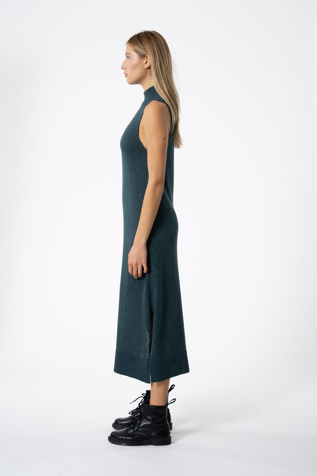 MERINO Sleeveless Dress - Dragonfly Green