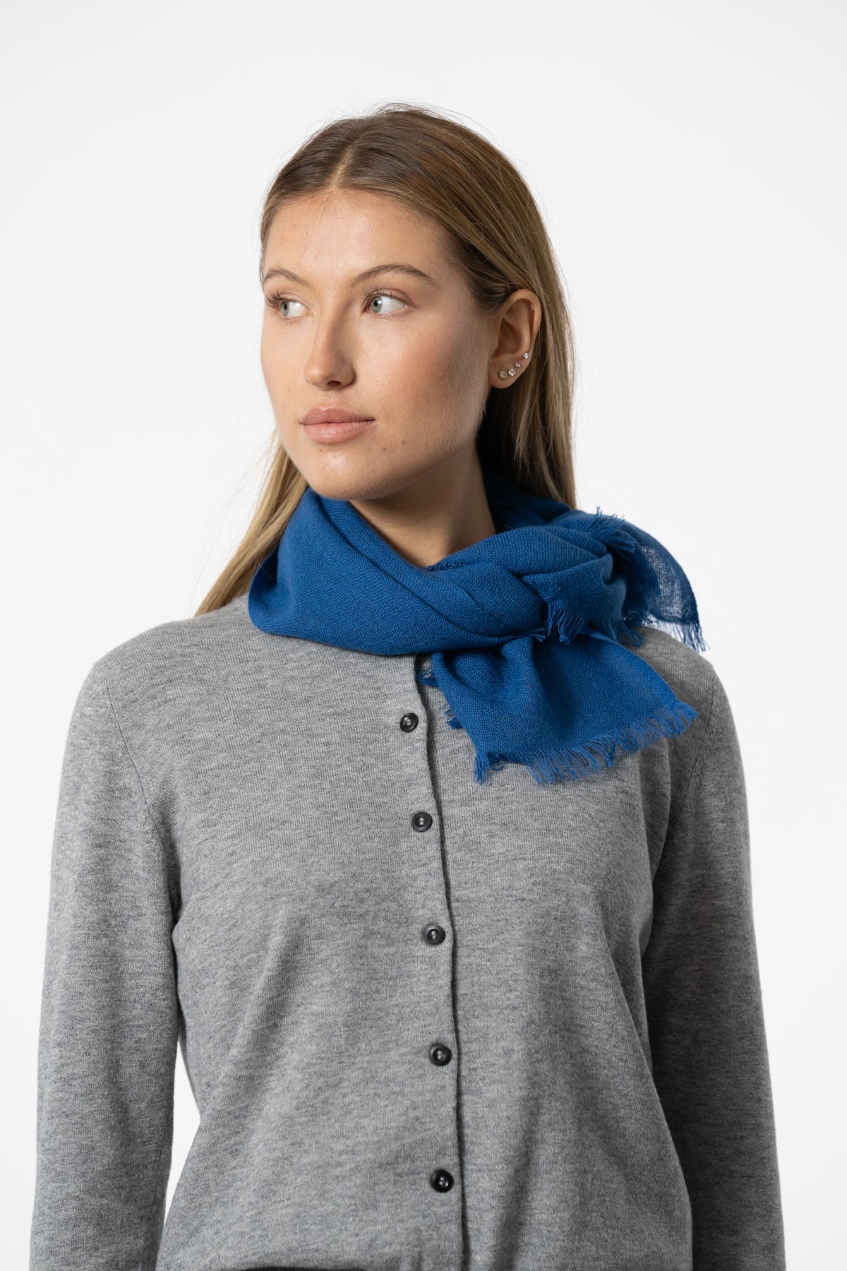 MERINO Square Woven Scarf - Ocean Blue