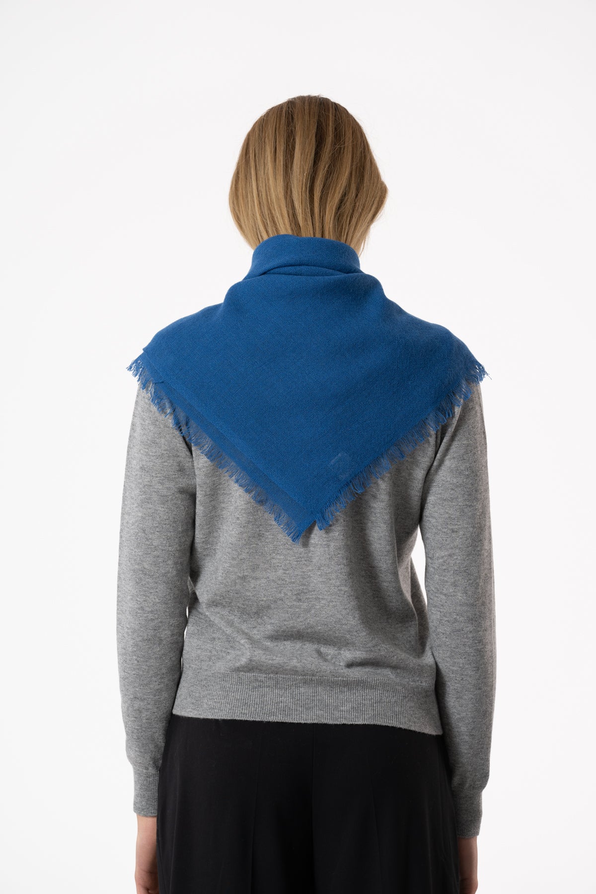 MERINO Square Woven Scarf - Ocean Blue