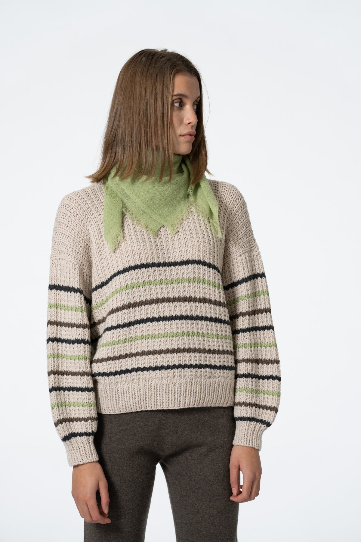 MERINO Square Woven Scarf - Pistachio Green