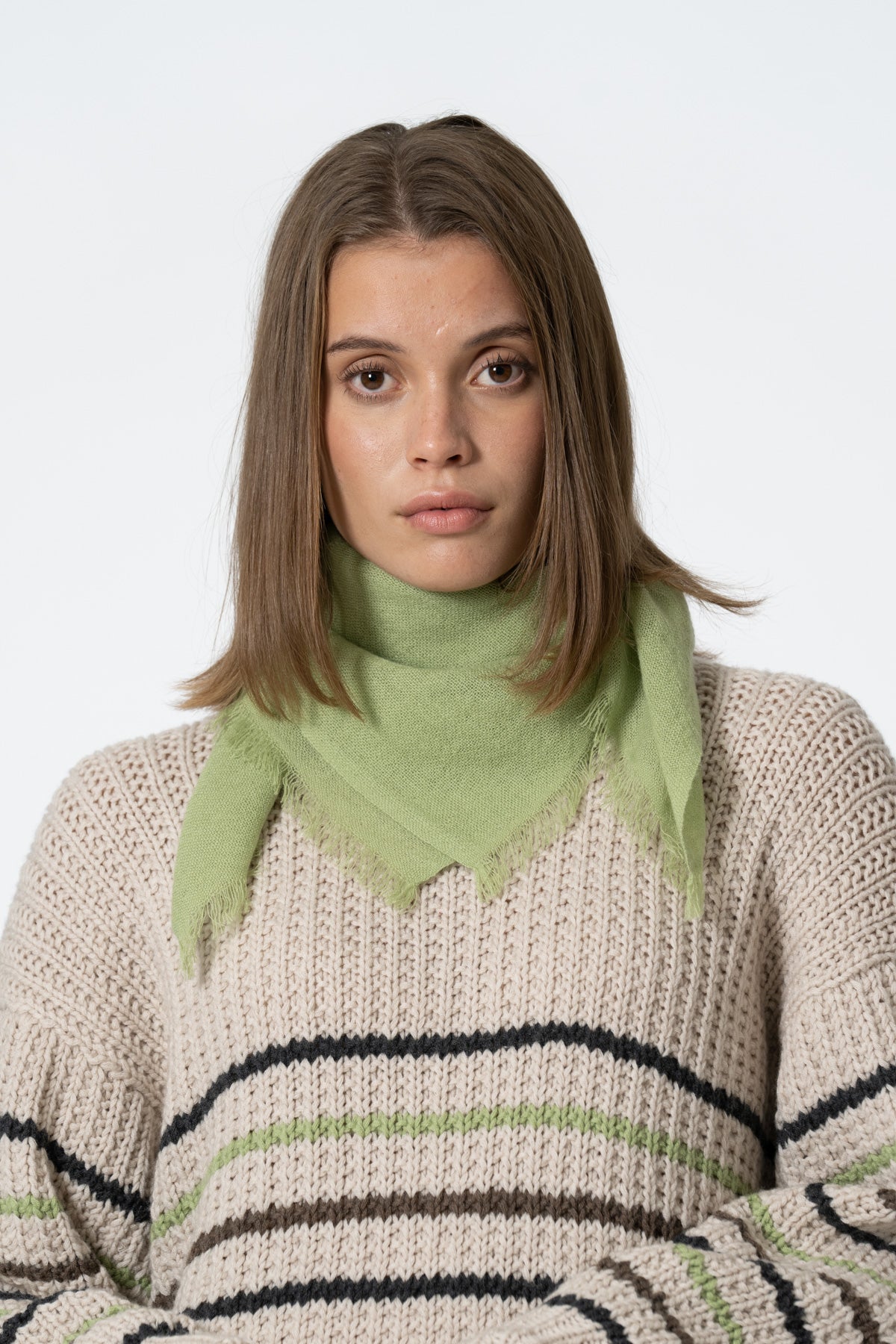 MERINO Square Woven Scarf - Pistachio Green