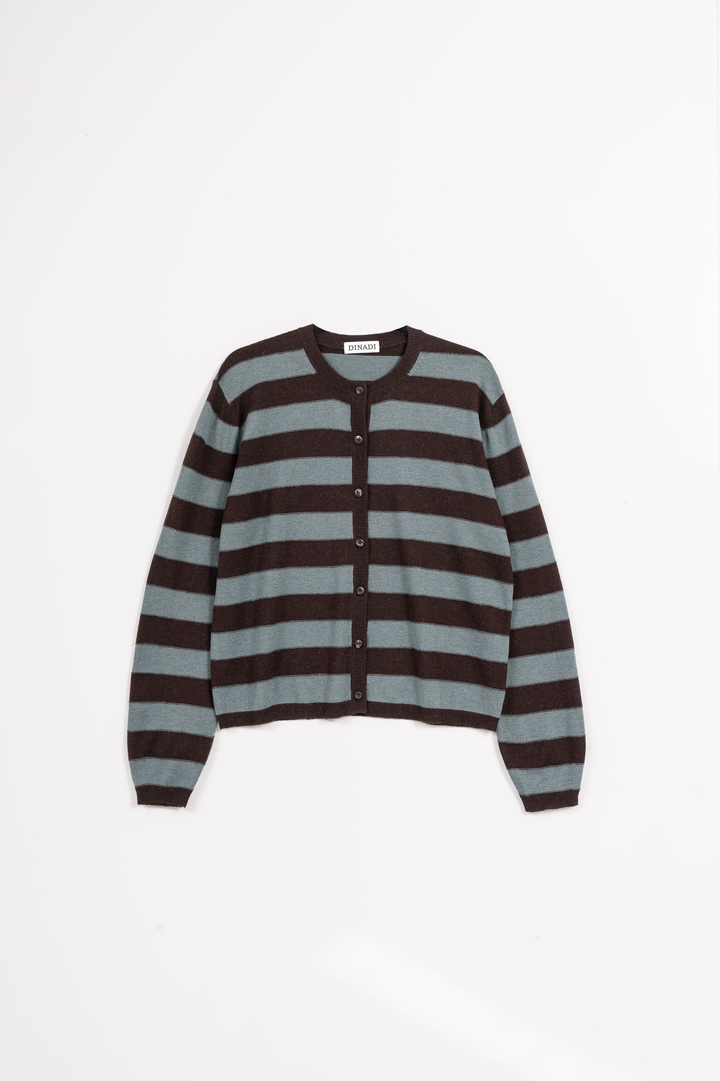 MERINO Striped Cardigan - Espresso Brown