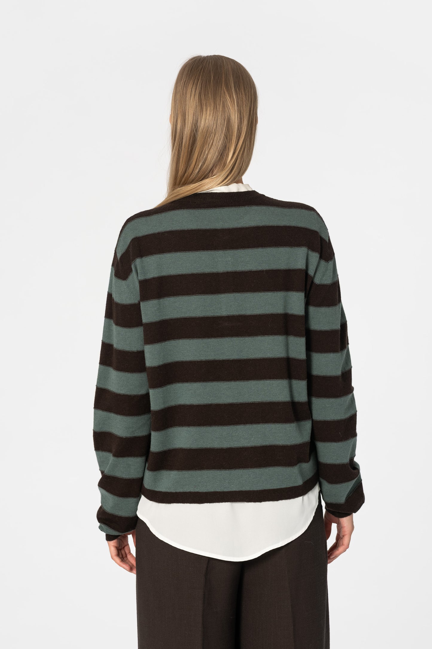MERINO Striped Cardigan - Espresso Brown