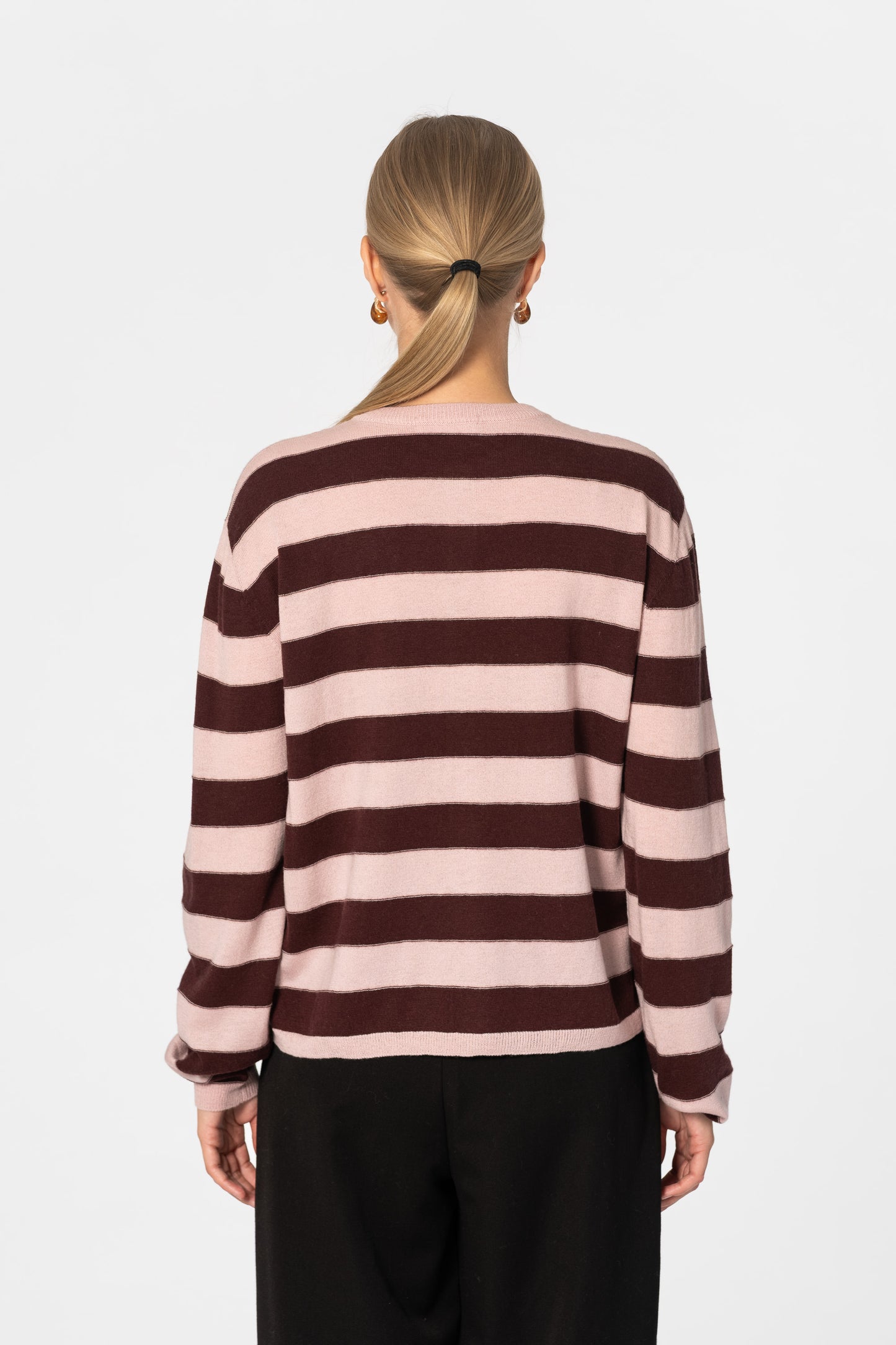 MERINO Striped Cardigan - Soft Pink