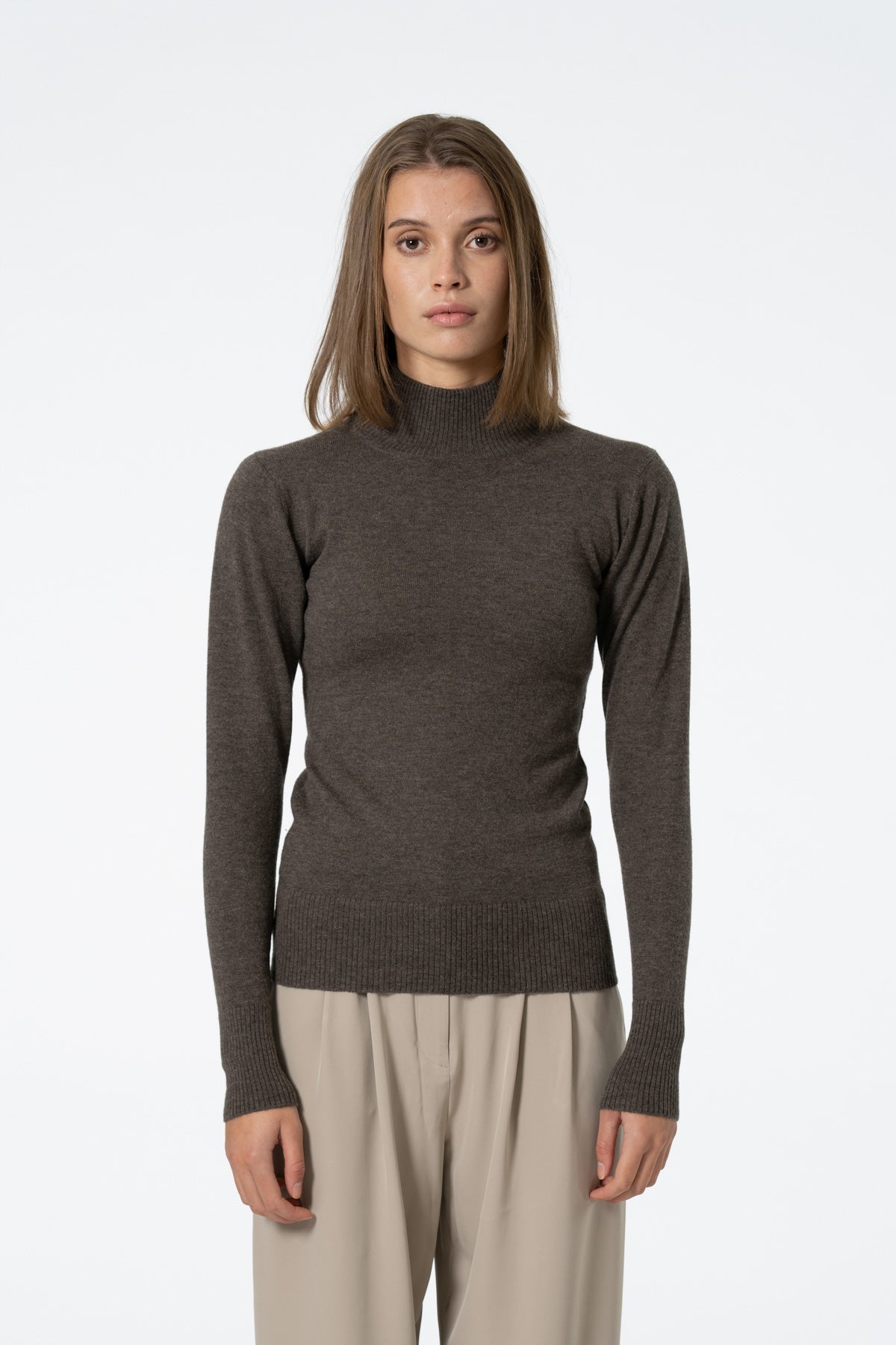 MERINO Turtleneck - Mulch Brown