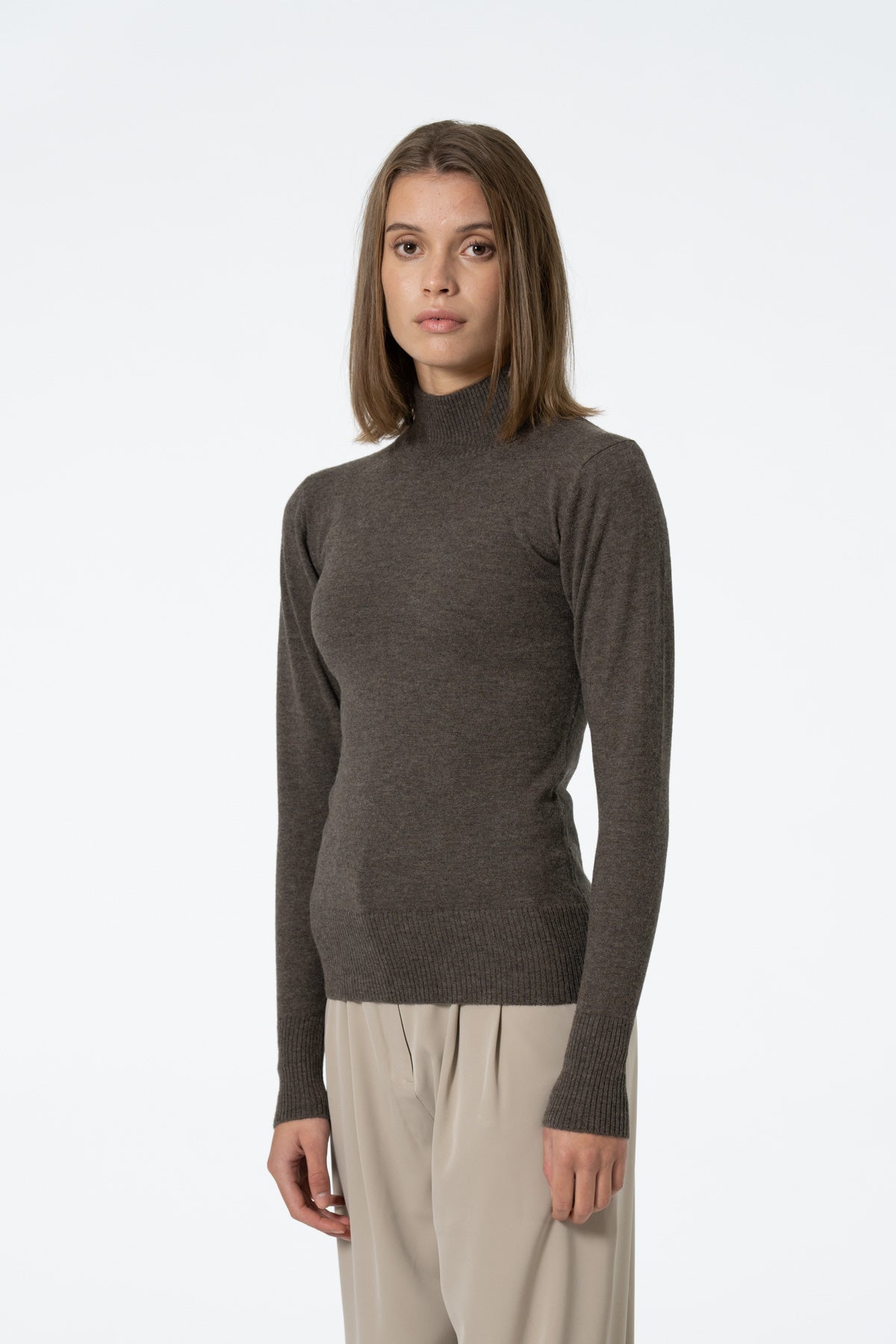 MERINO Turtleneck - Mulch Brown