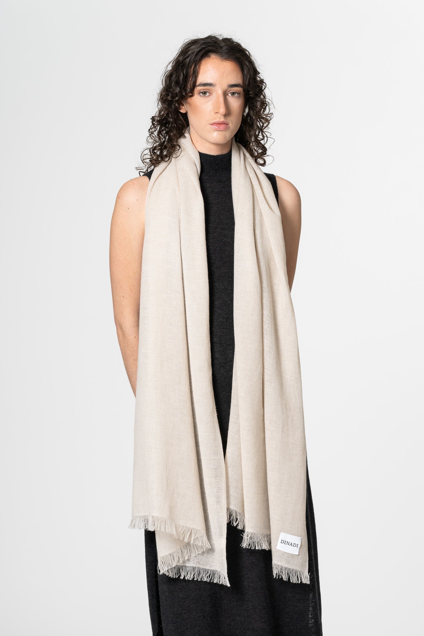 MERINO Woven Scarf - Almond White