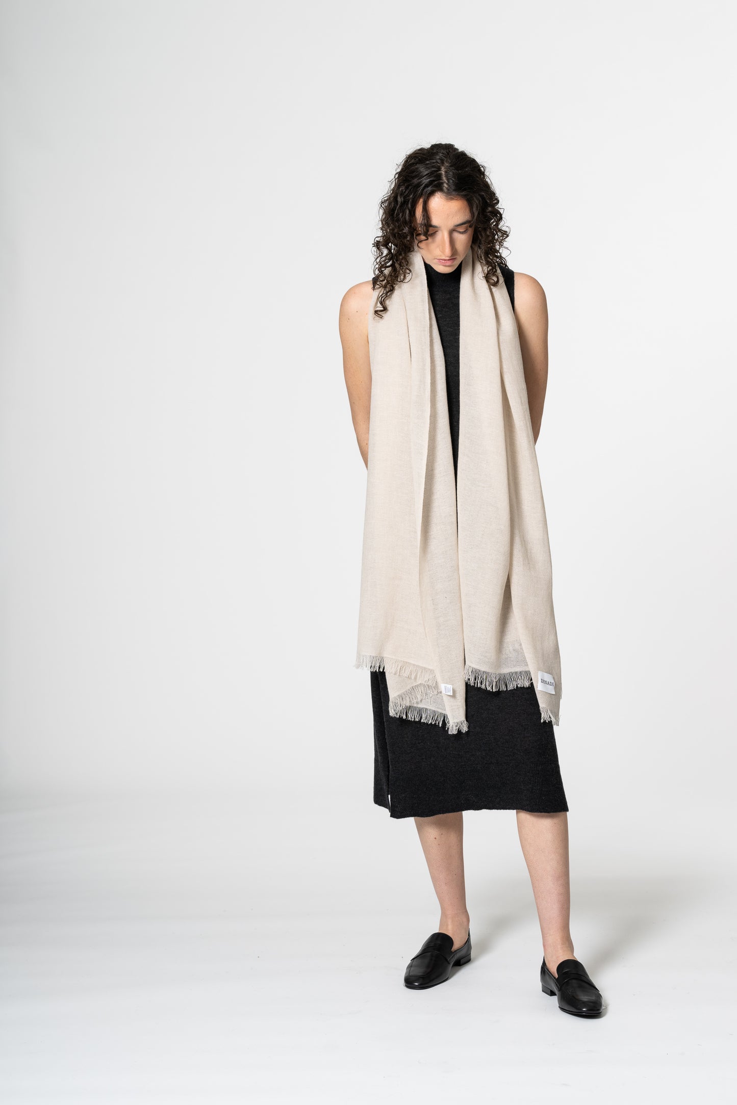 MERINO Woven Scarf - Almond White