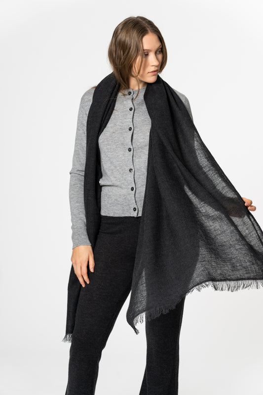 MERINO Woven Scarf - Onyx Grey