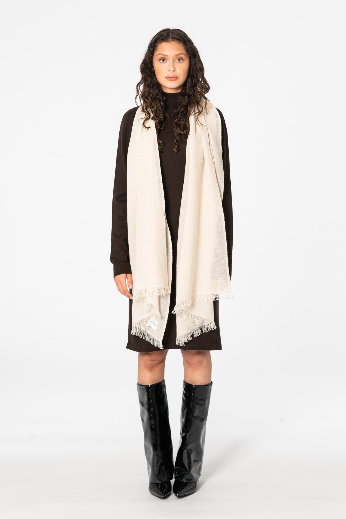 MERINO Woven Scarf - Almond White