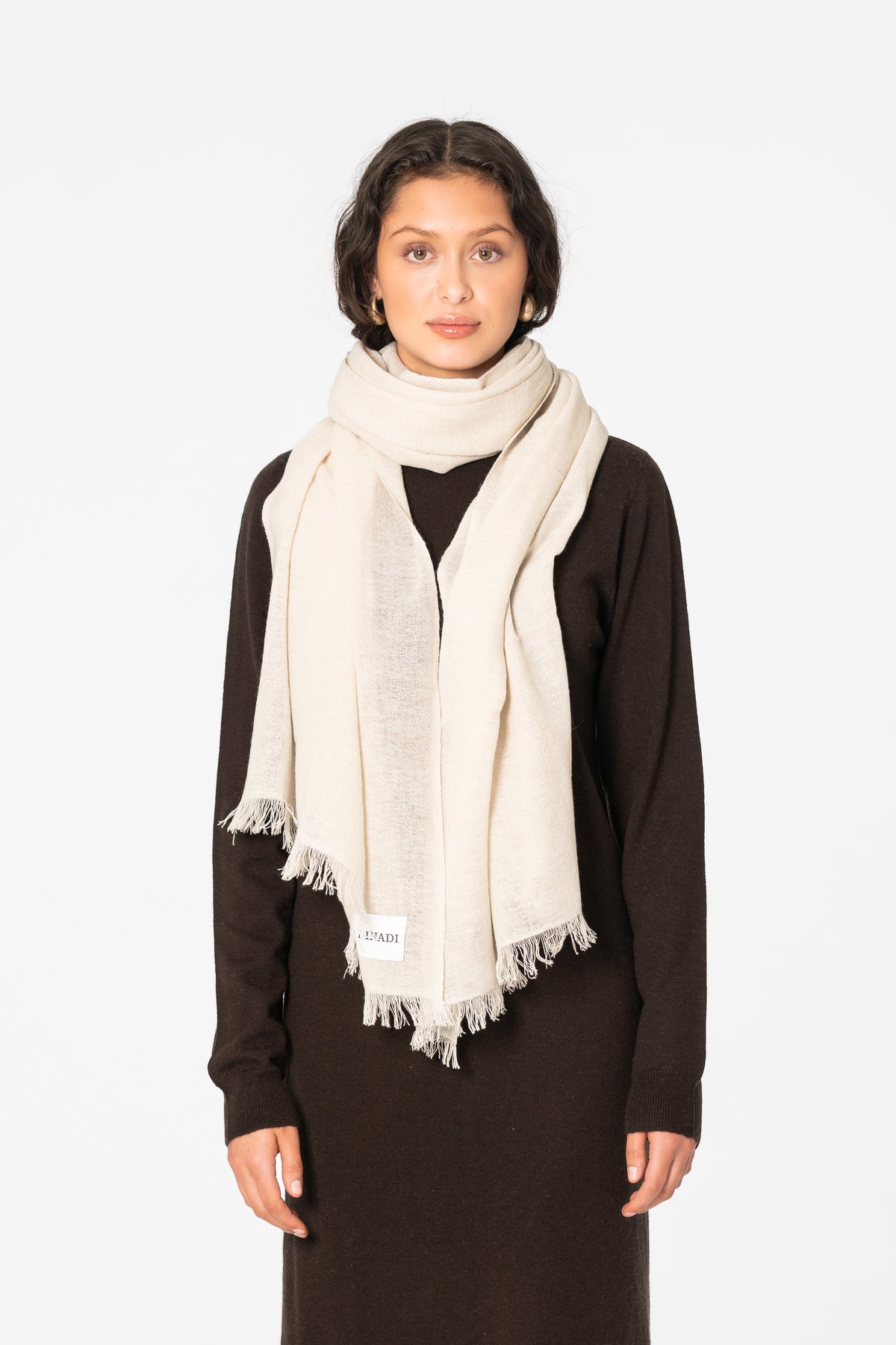 MERINO Woven Scarf - Almond White