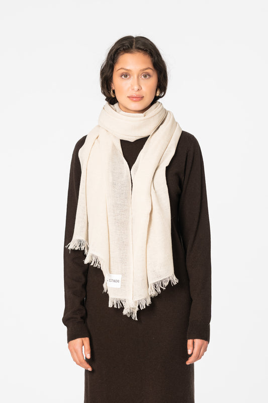 MERINO Woven Scarf - Almond White