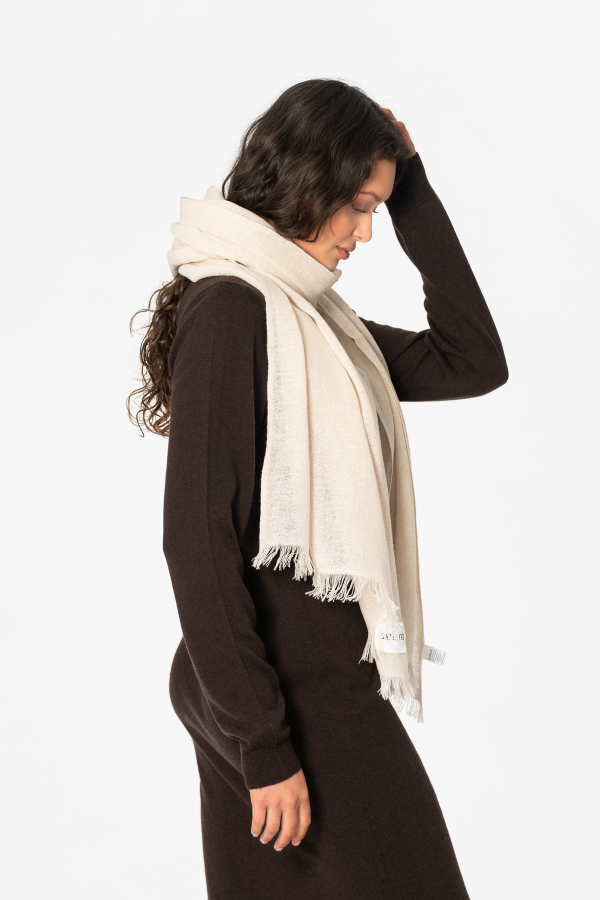 MERINO Woven Scarf - Almond White