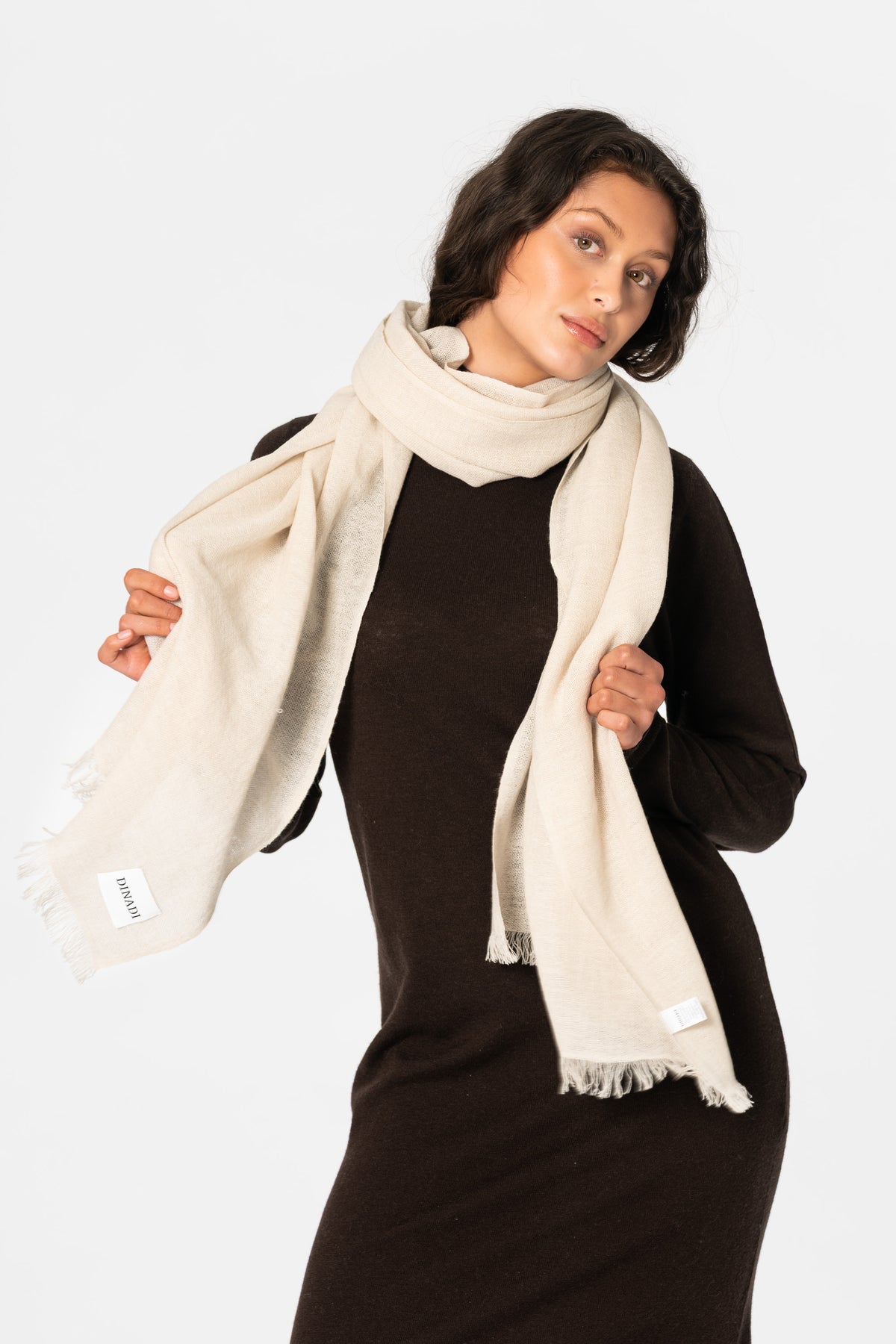 MERINO Woven Scarf - Almond White