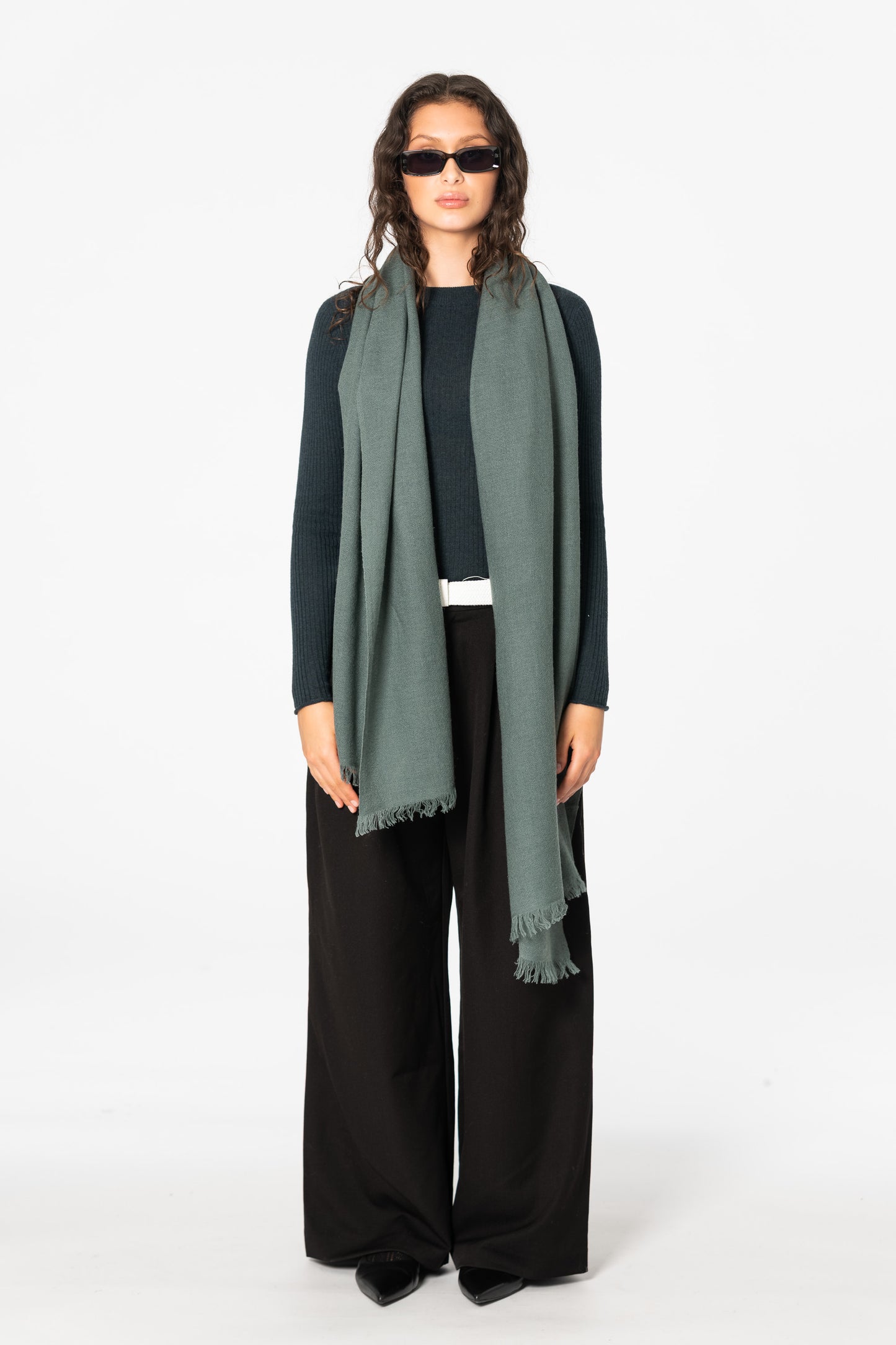 MERINO Woven Scarf - Sage Green