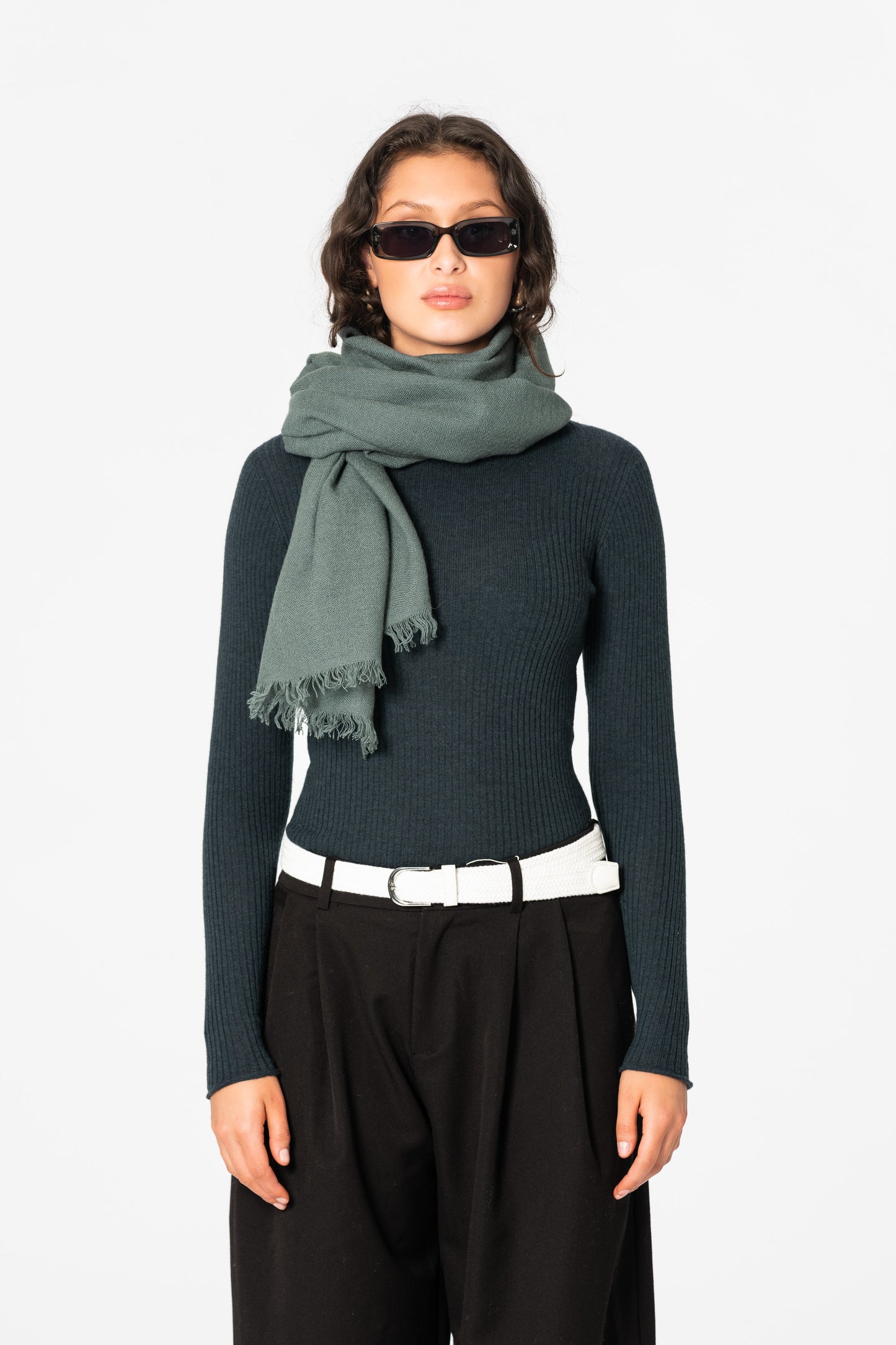 MERINO Woven Scarf - Sage Green