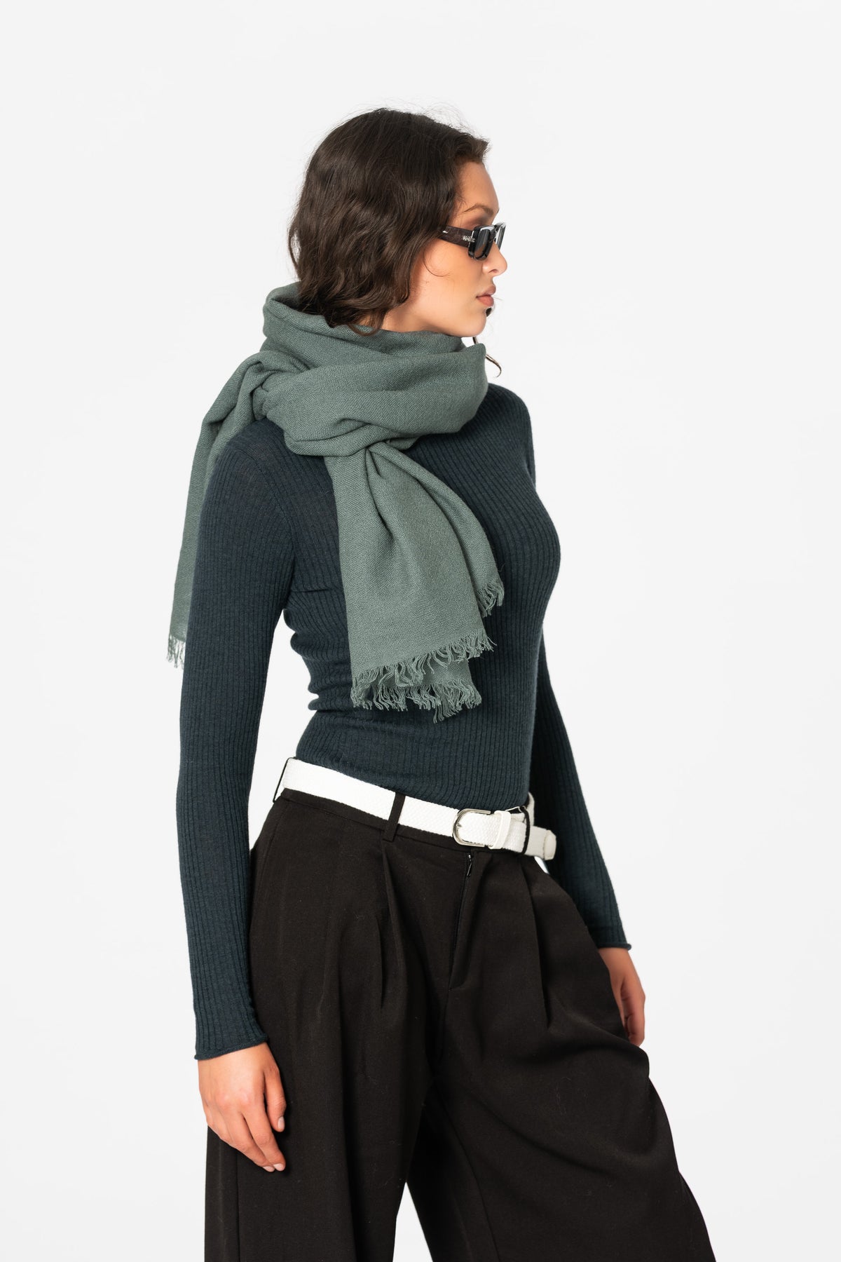 MERINO Woven Scarf - Sage Green