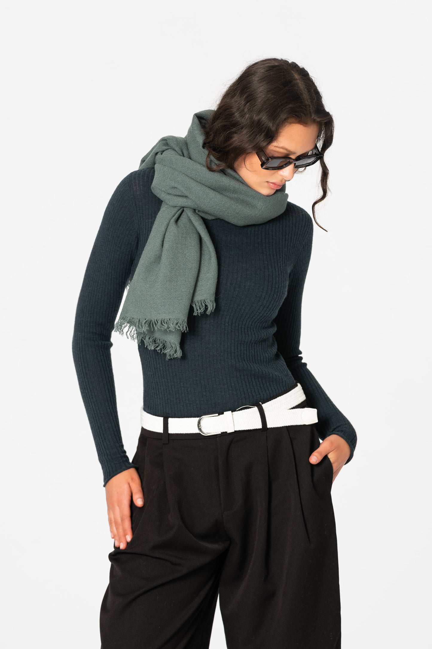 MERINO Woven Scarf - Sage Green